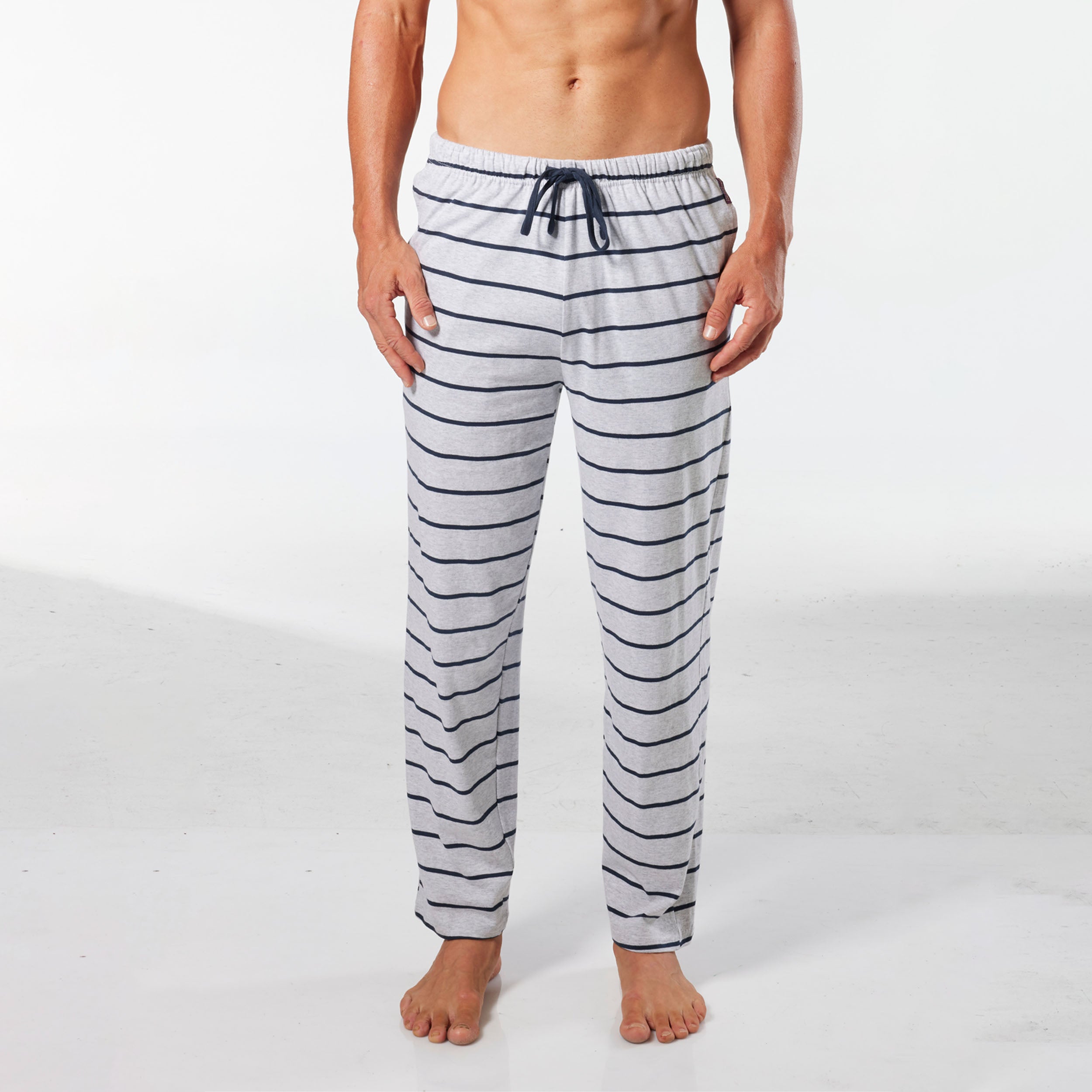 Men's Broad Stripe Cotton Sleep Pant - Grey Marle - Image 1