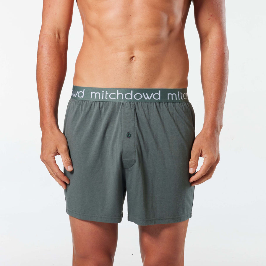 Men's Bamboo Loose Knit Boxer Shorts - Forest - Image #1
