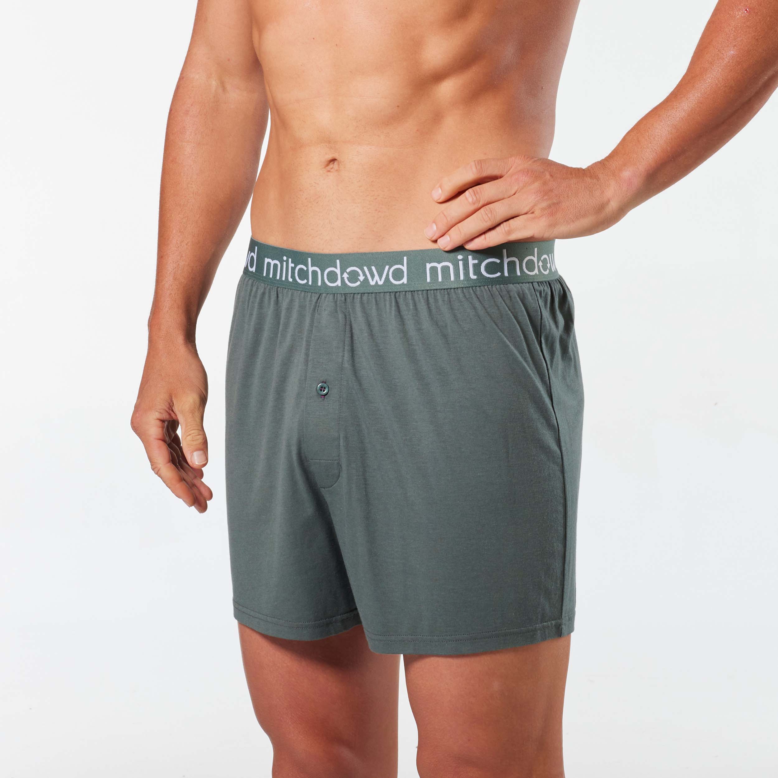 Men's Bamboo Loose Knit Boxer Shorts - Forest - Image 2