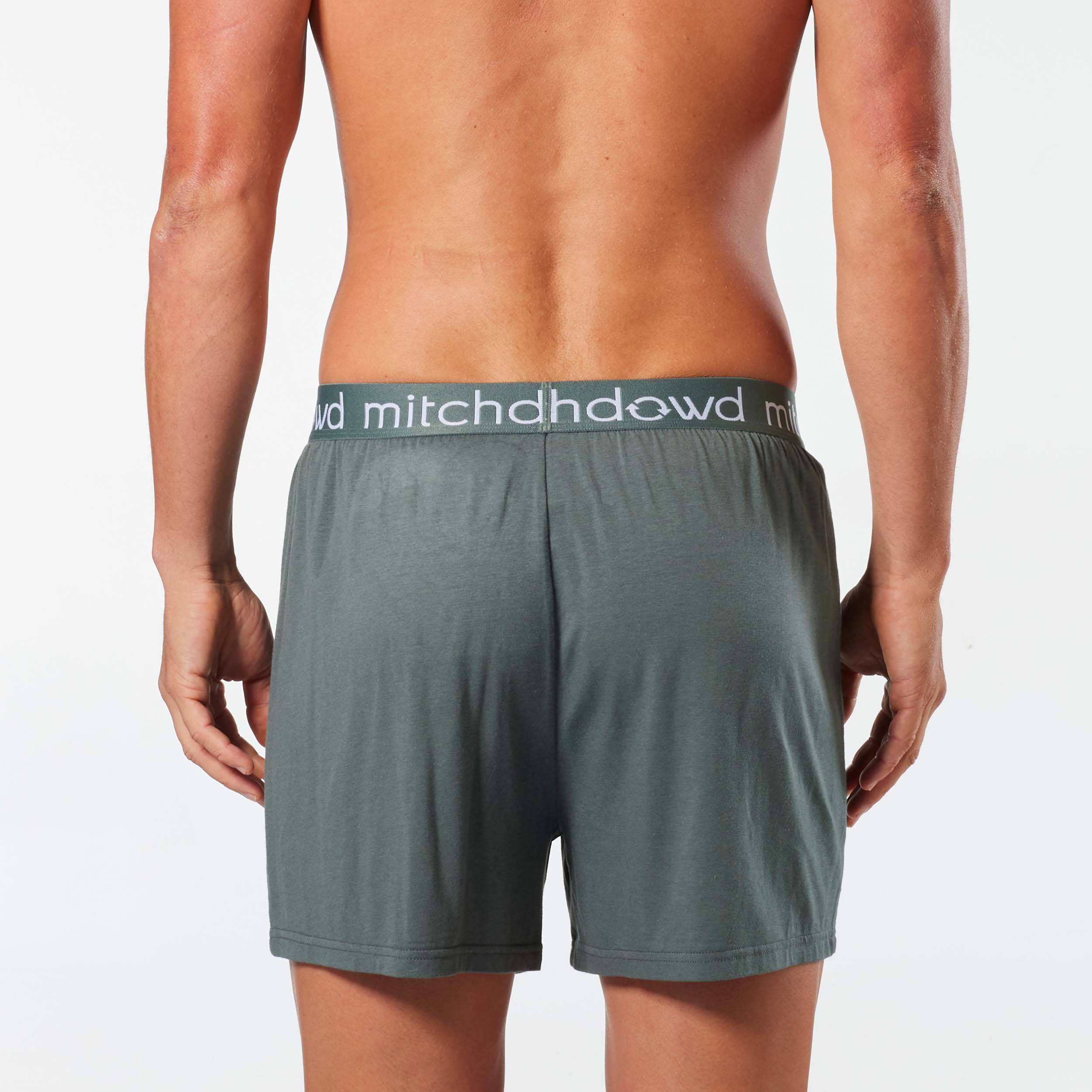 Men's Bamboo Loose Knit Boxer Shorts - Forest - Image 3