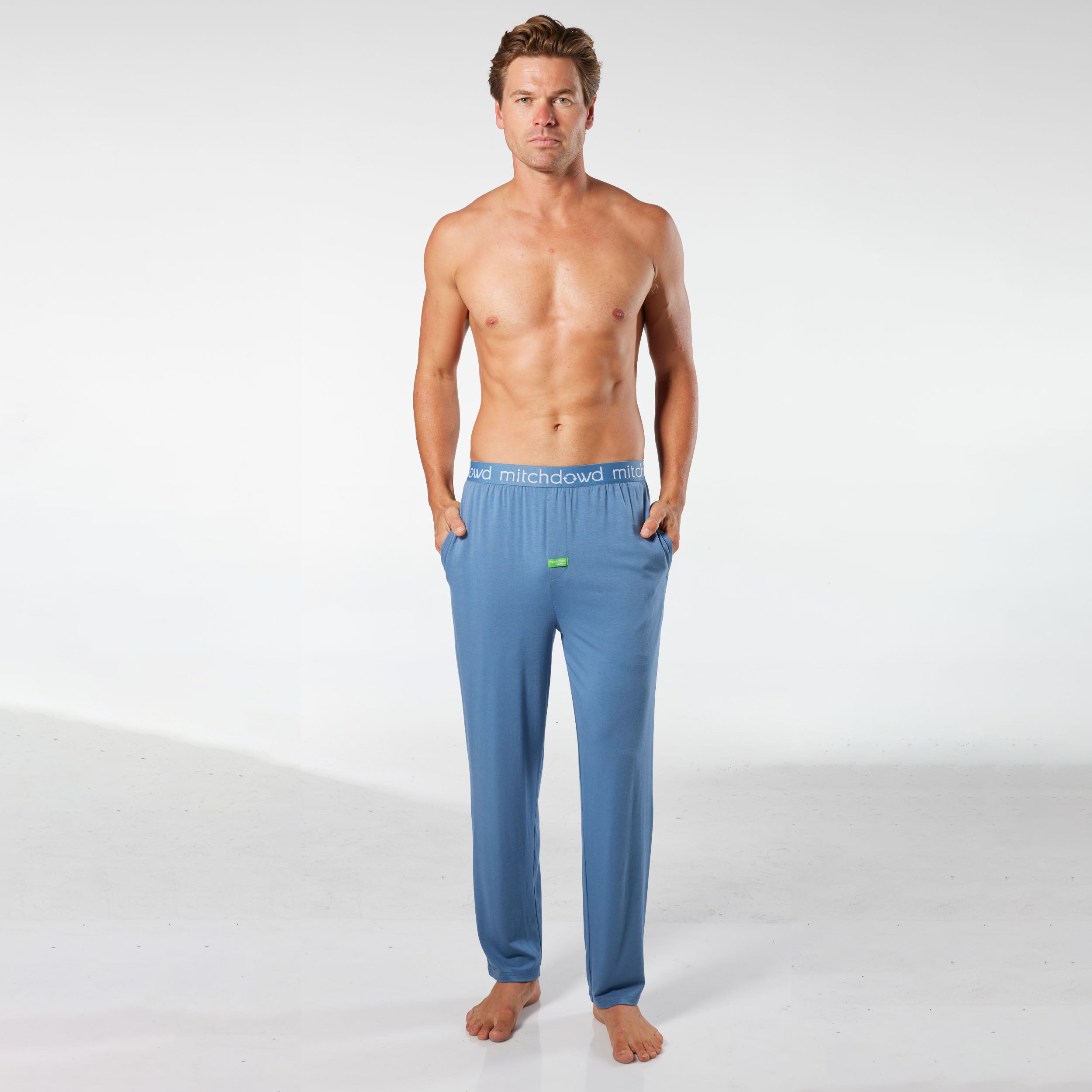 Men's Soft Bamboo Knit Sleep Pants - Blue - Image 1