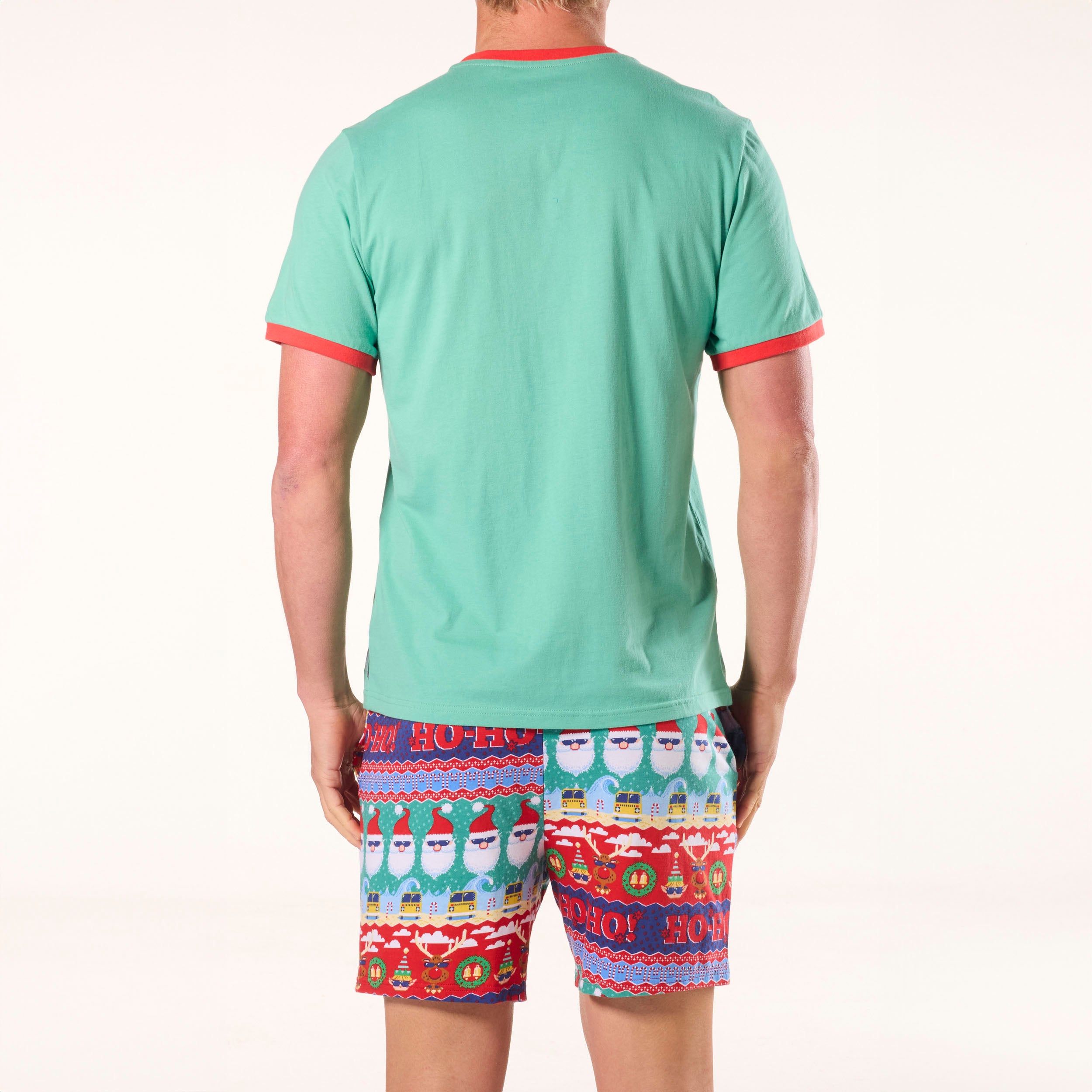 Men's Ugly Ho Ho Ho Cotton Knit Pyjama Set - Green - Image 3