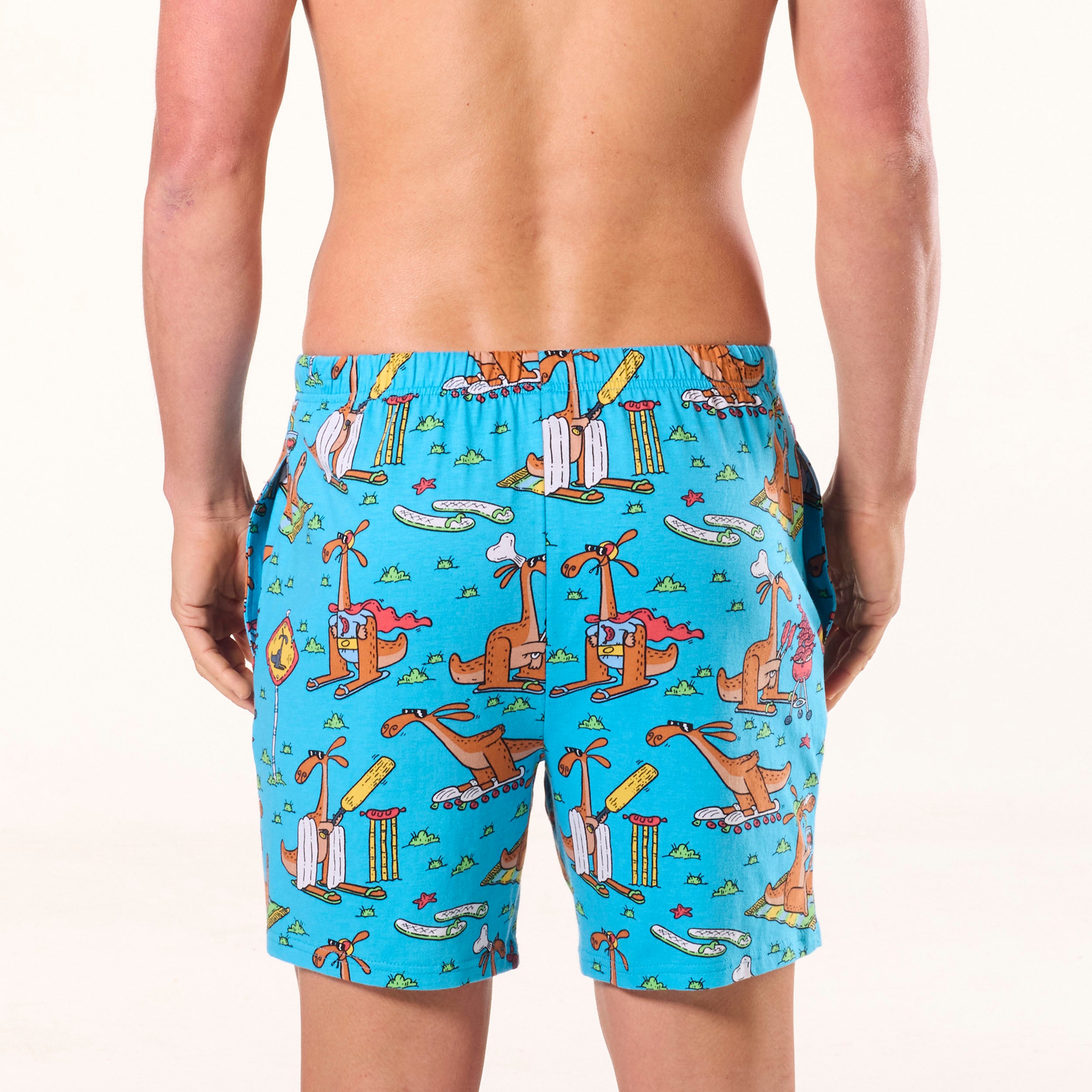 Men's Surfin' Kanga Cotton Knit Sleep Short - Blue - Image 3