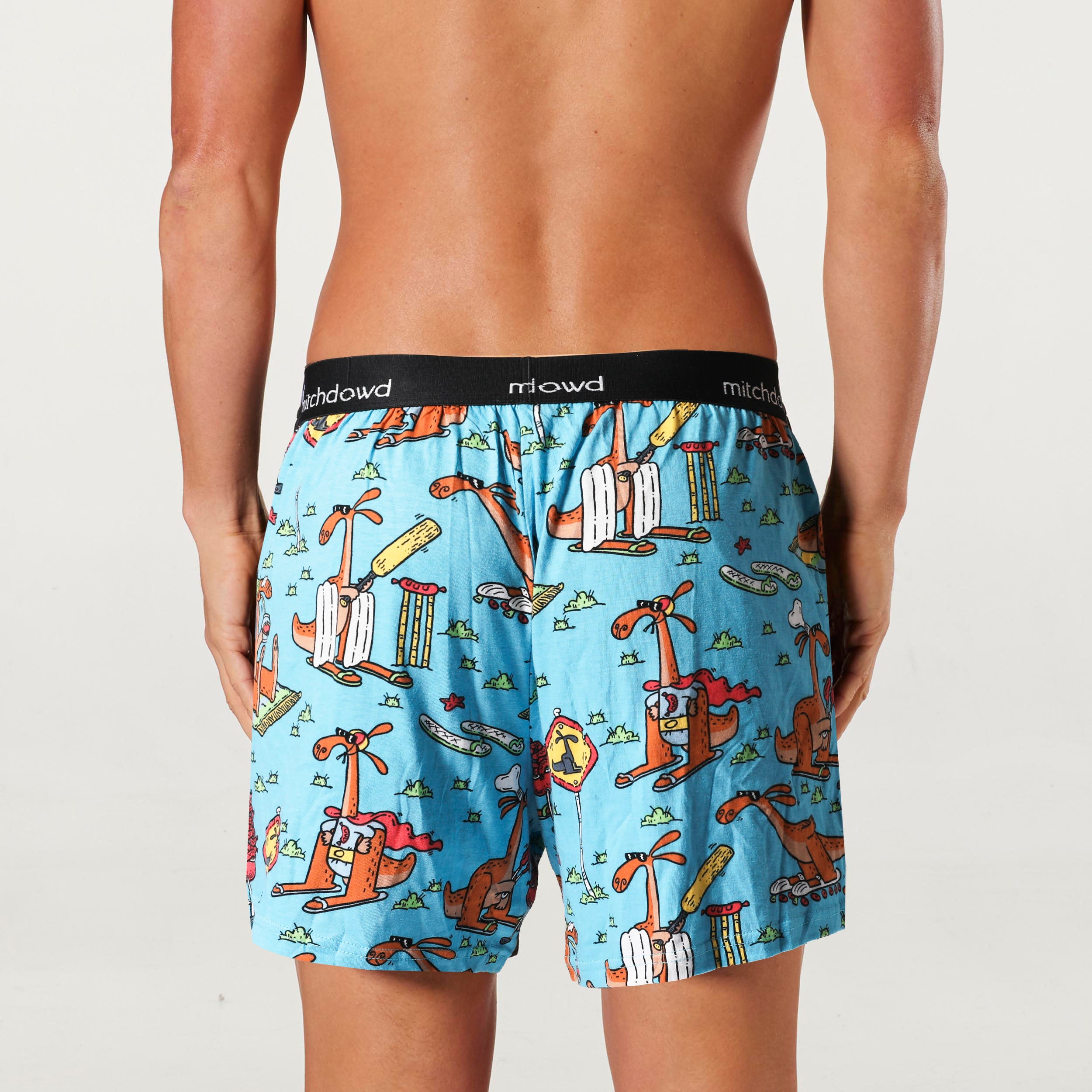 Men's Surfin' Kanga Cotton Loose Fit Knit Boxer Shorts - Blue - Image 3