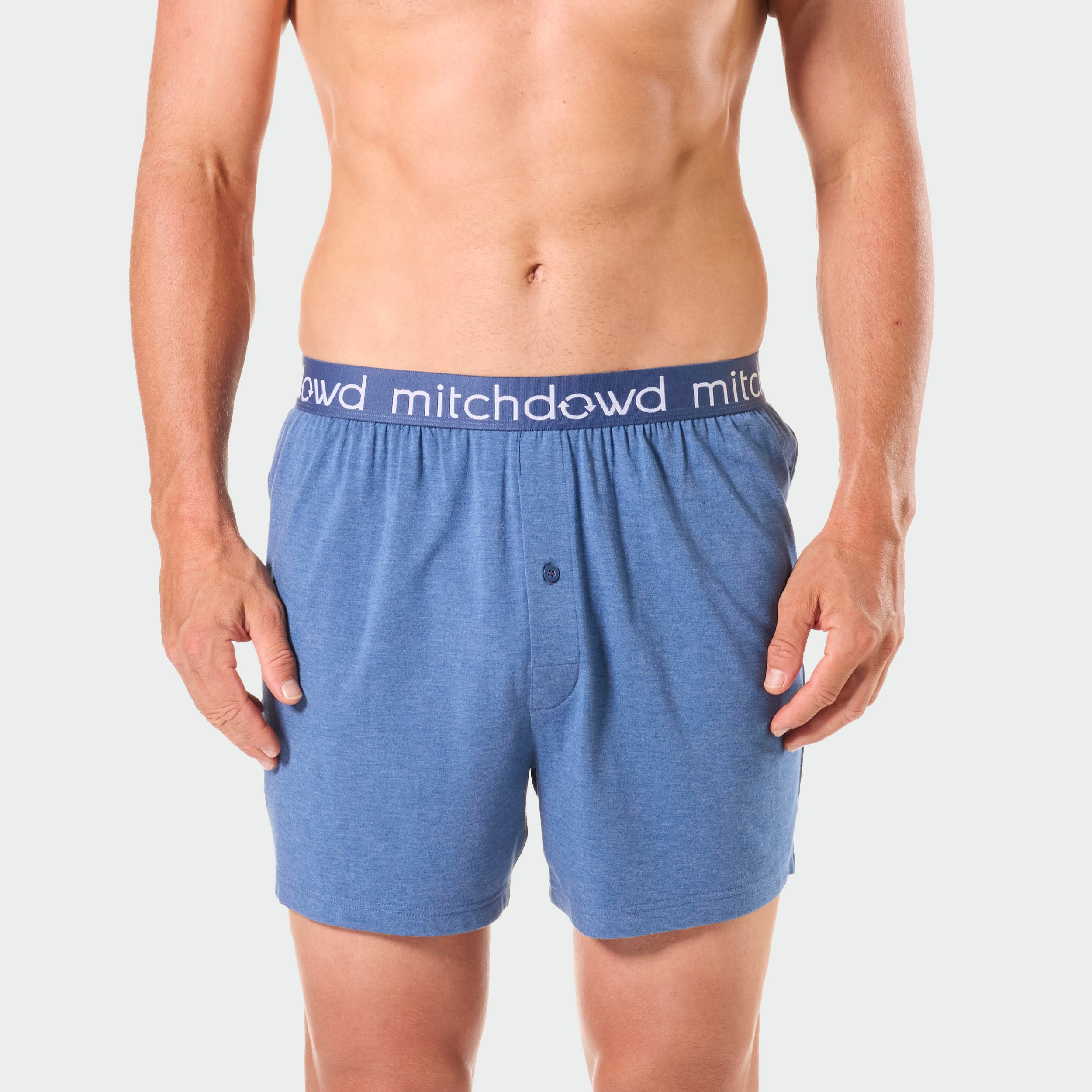 Mens Bamboo Loose Knit Boxer Shorts - Blue Marle - Image 1