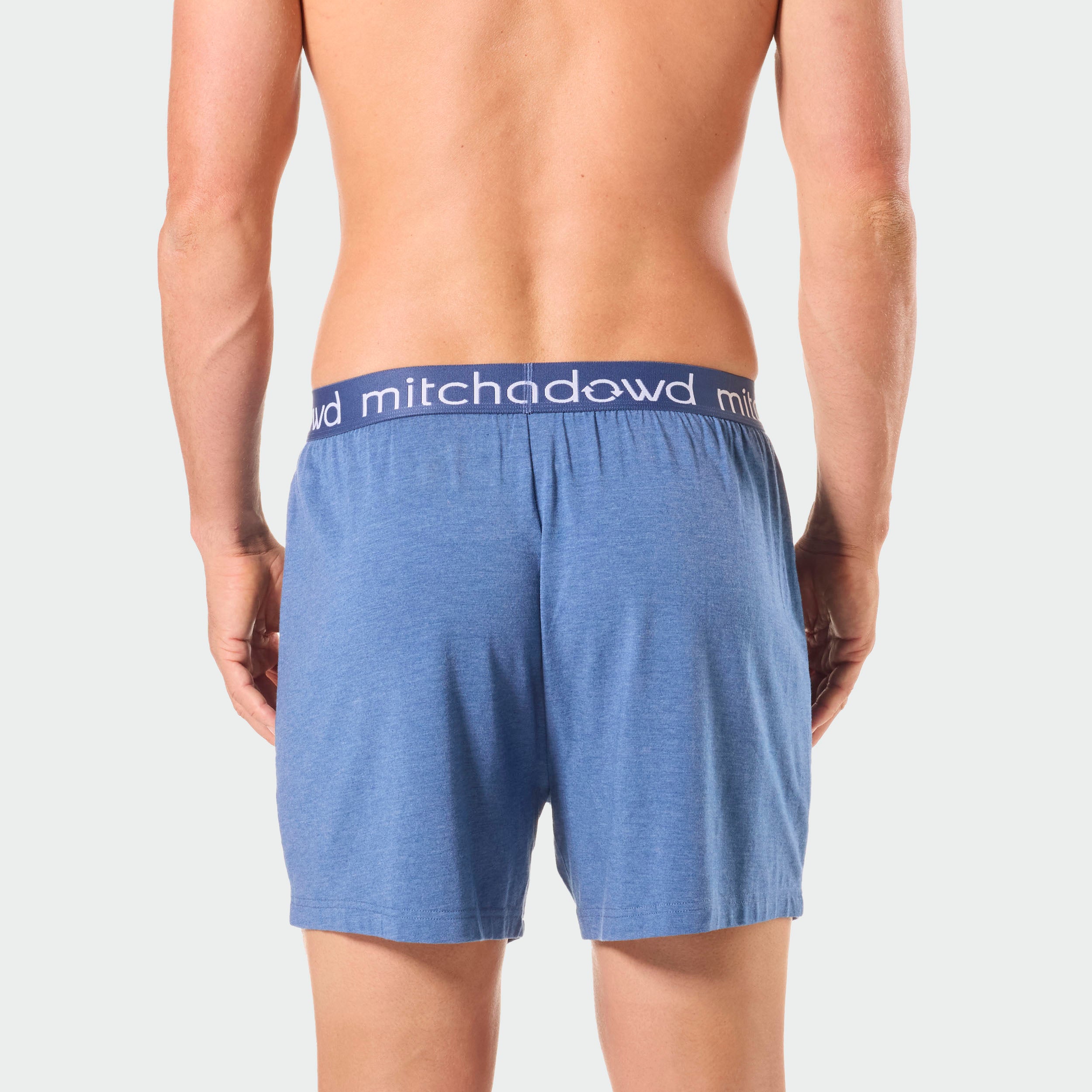 Mens Bamboo Loose Knit Boxer Shorts - Blue Marle - Image 3