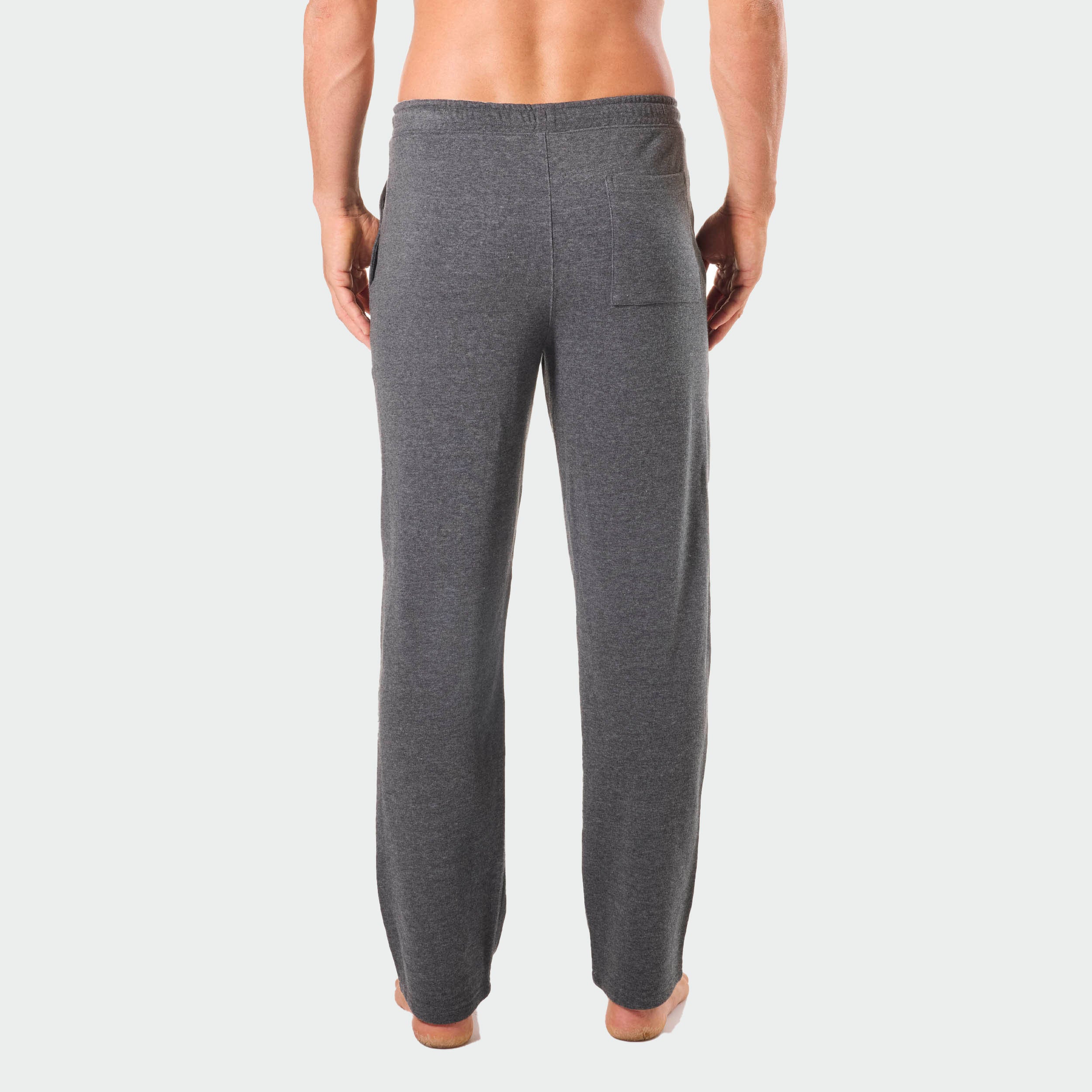 Mens Relaxed Cotton French Terry Sleep Pants - Charcoal Marle - Image 4