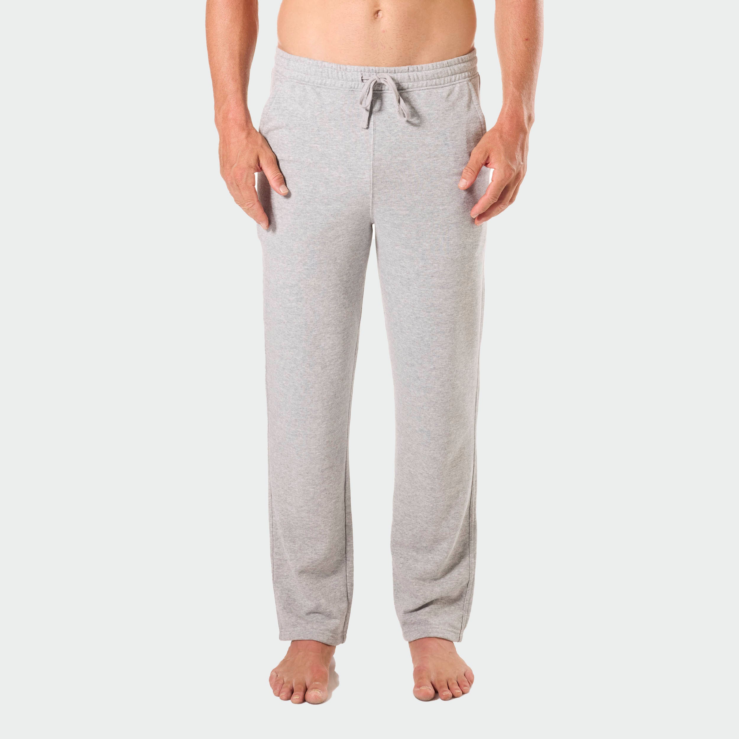 Mens Relaxed Cotton French Terry Sleep Pants - Grey Marle - Image 1