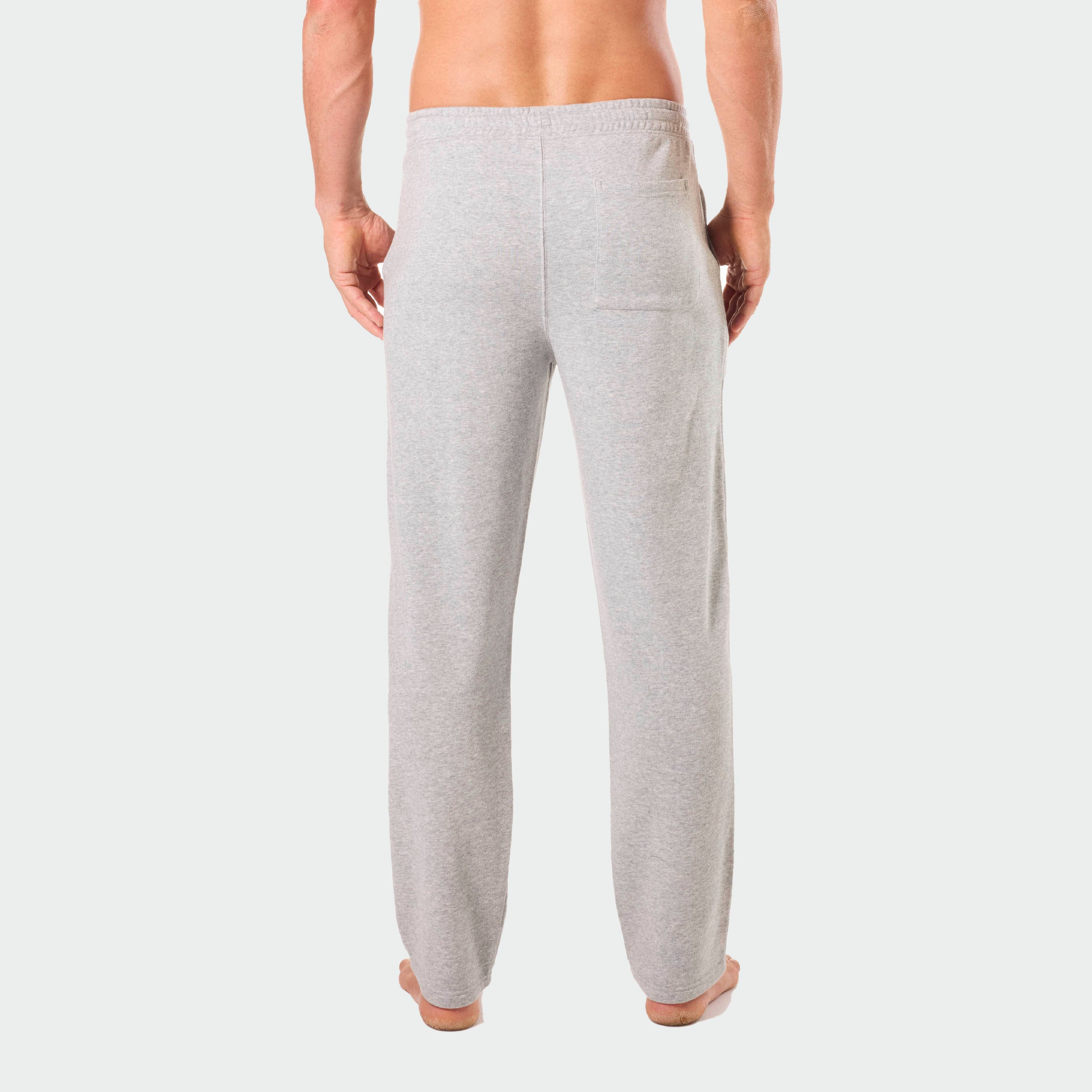 Mens Relaxed Cotton French Terry Sleep Pants - Grey Marle - Image 4