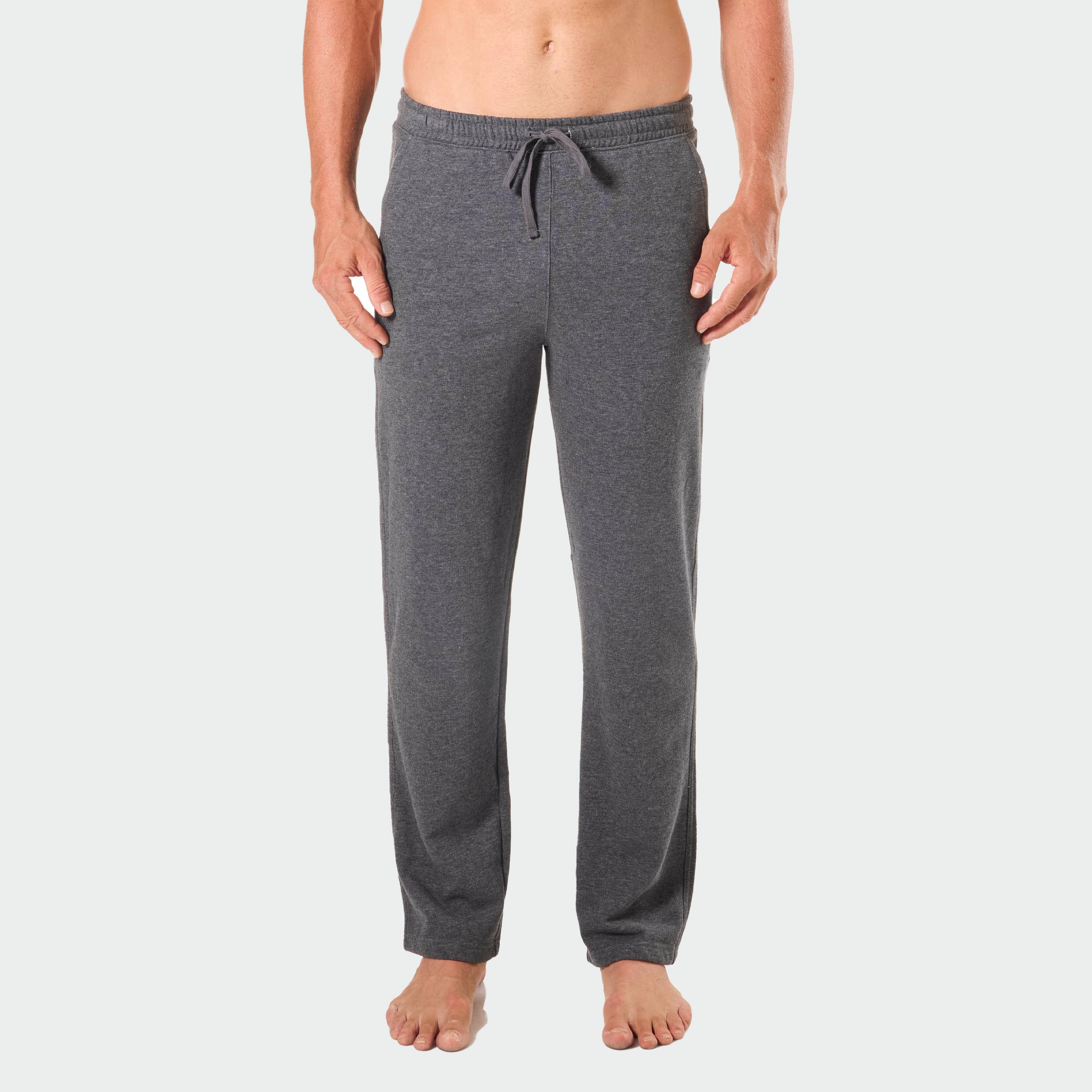 Mens Relaxed Cotton French Terry Sleep Pants - Charcoal Marle - Image 1