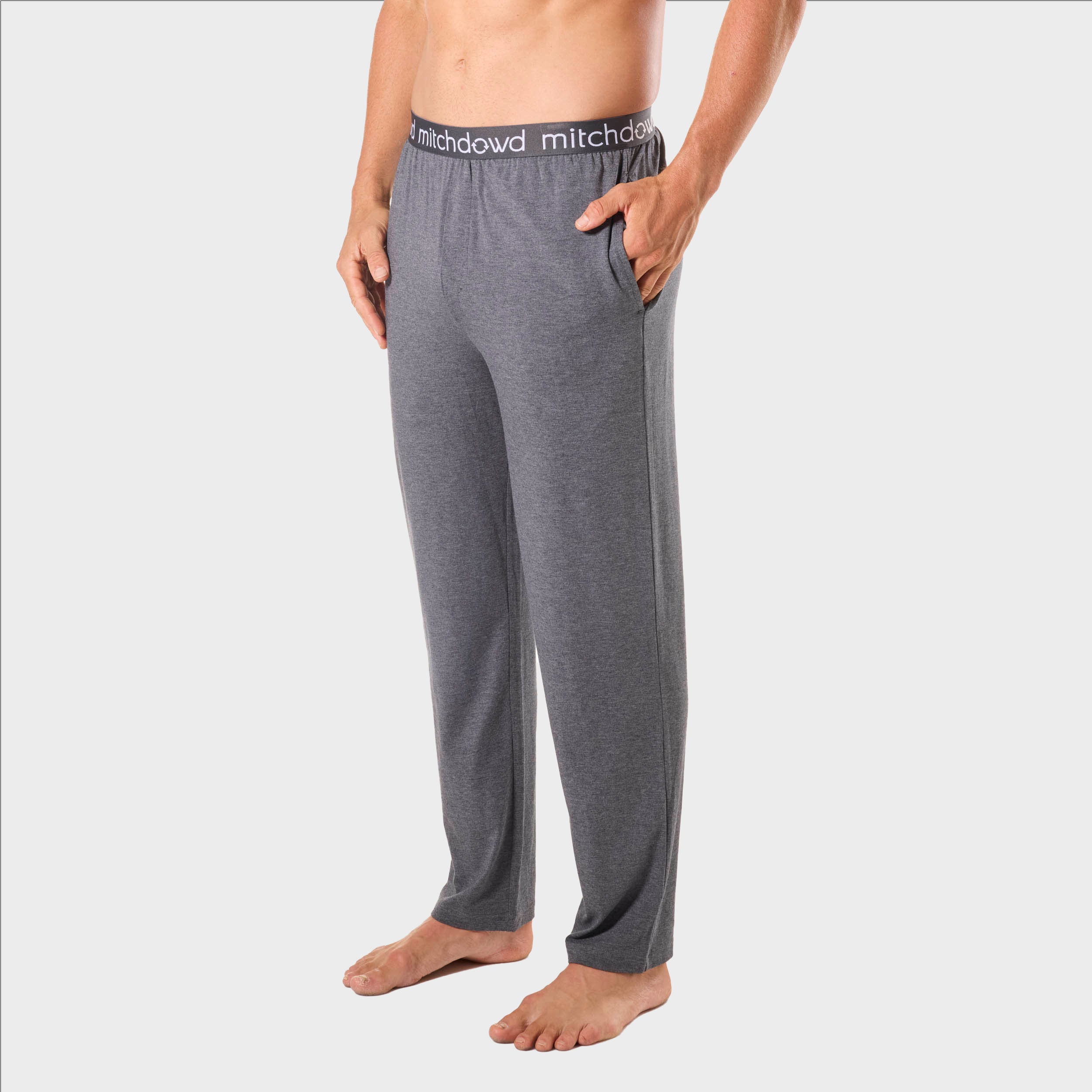 Men's Soft Bamboo Knit Sleep Pants - Grey Marle - Image 2