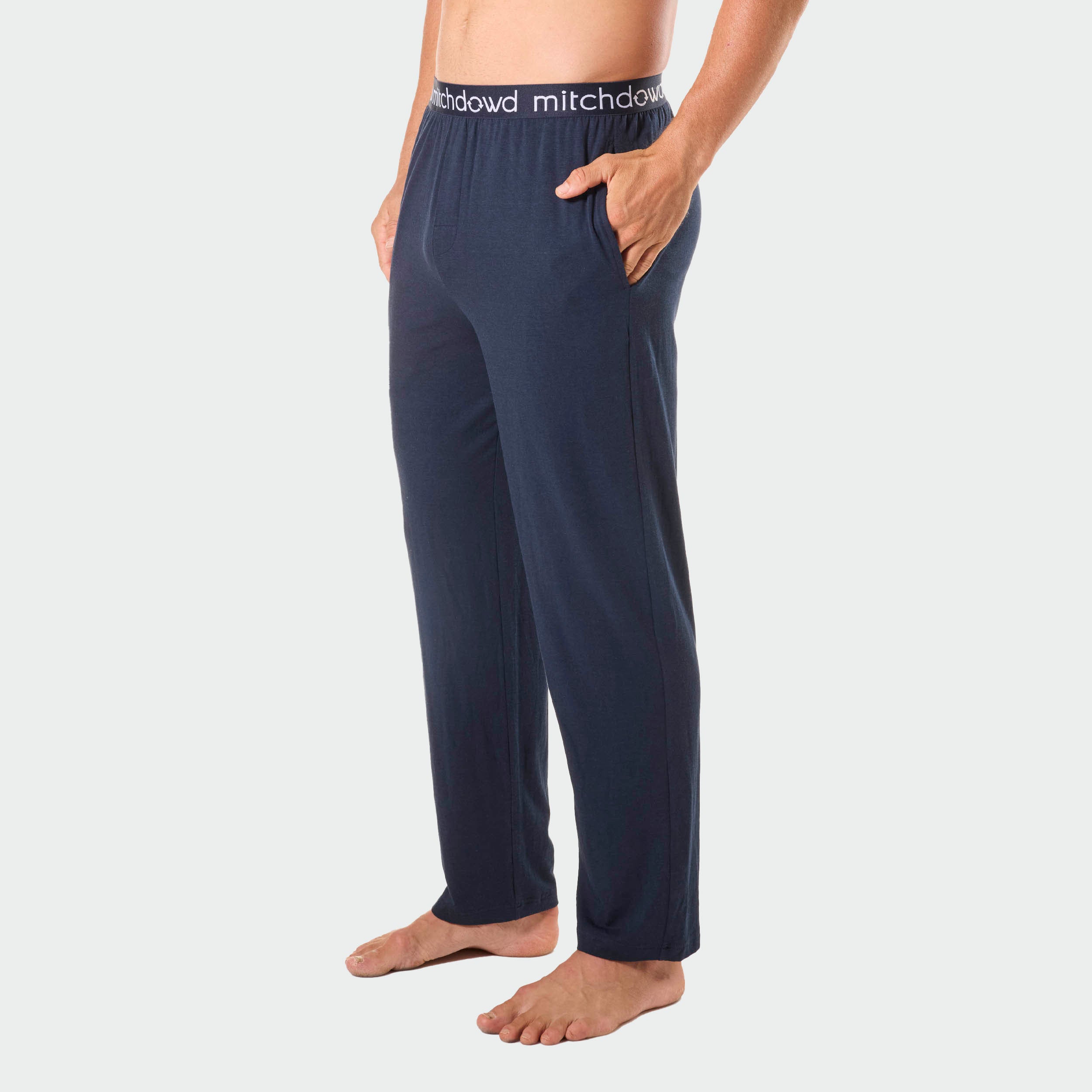 Mens Soft Bamboo Knit Sleep Pants - Navy - Image 2