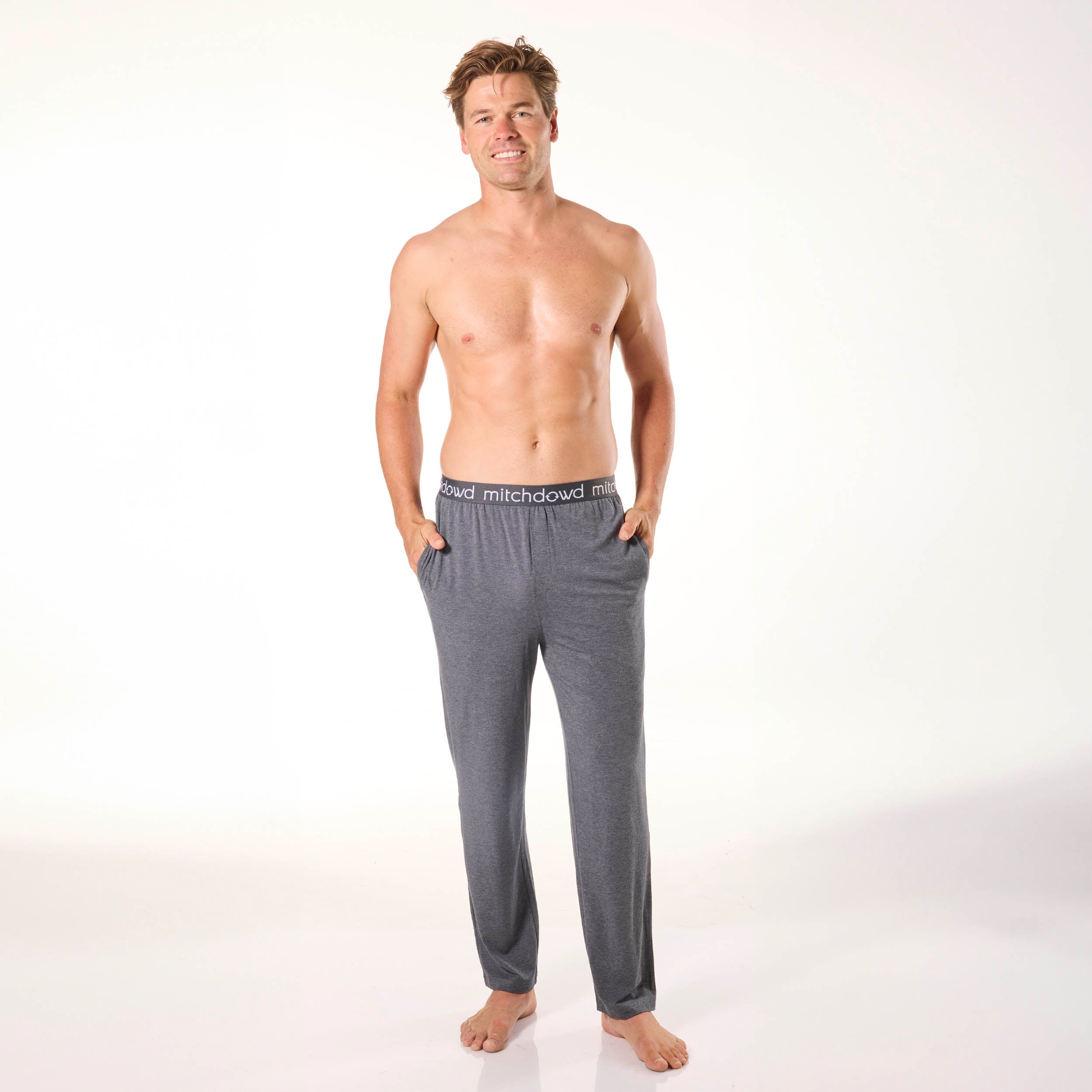 Men's Soft Bamboo Knit Sleep Pants - Grey Marle - Image 4