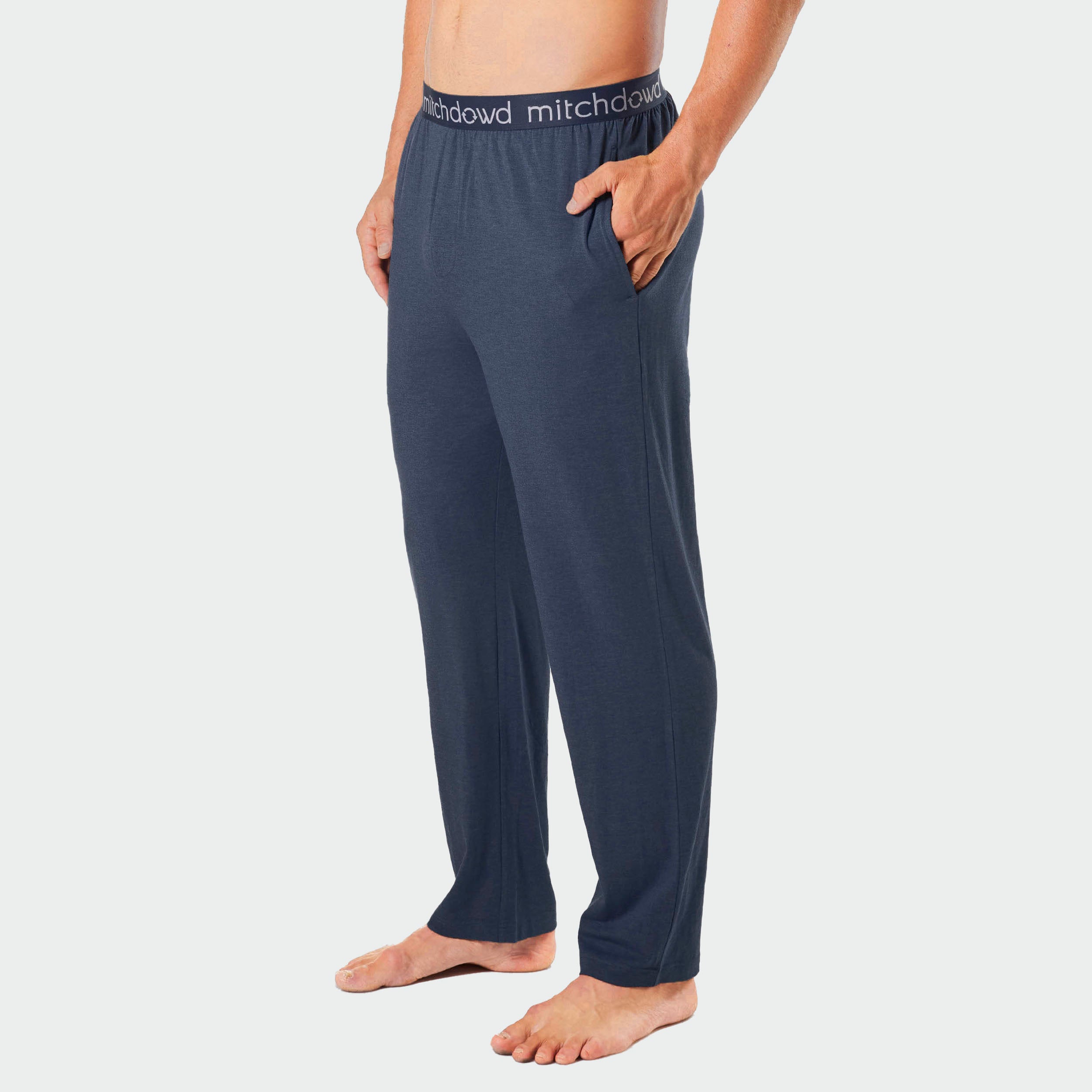 Mens Soft Bamboo Knit Sleep Pants - Blue Marle - Image 3
