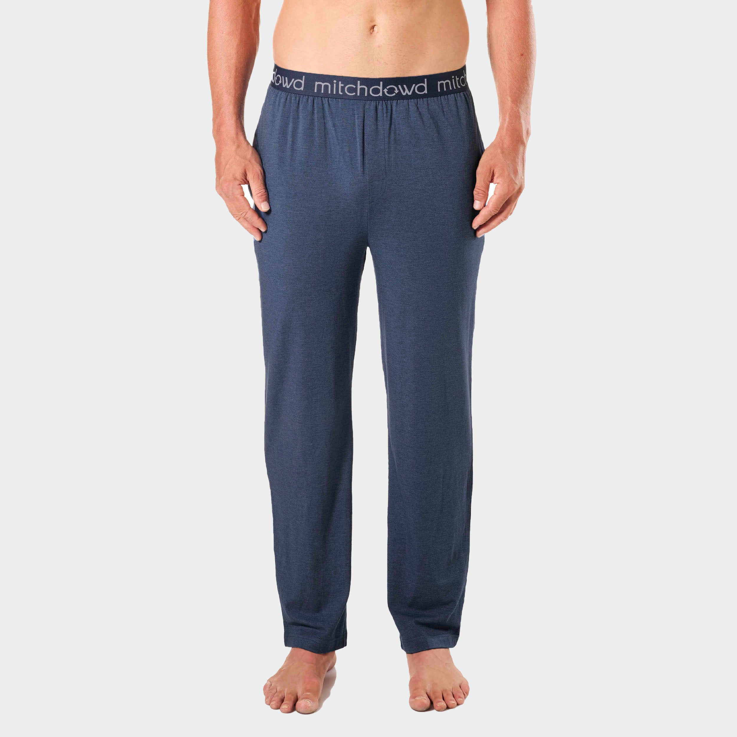 Mens Soft Bamboo Knit Sleep Pants - Blue Marle - Image 2