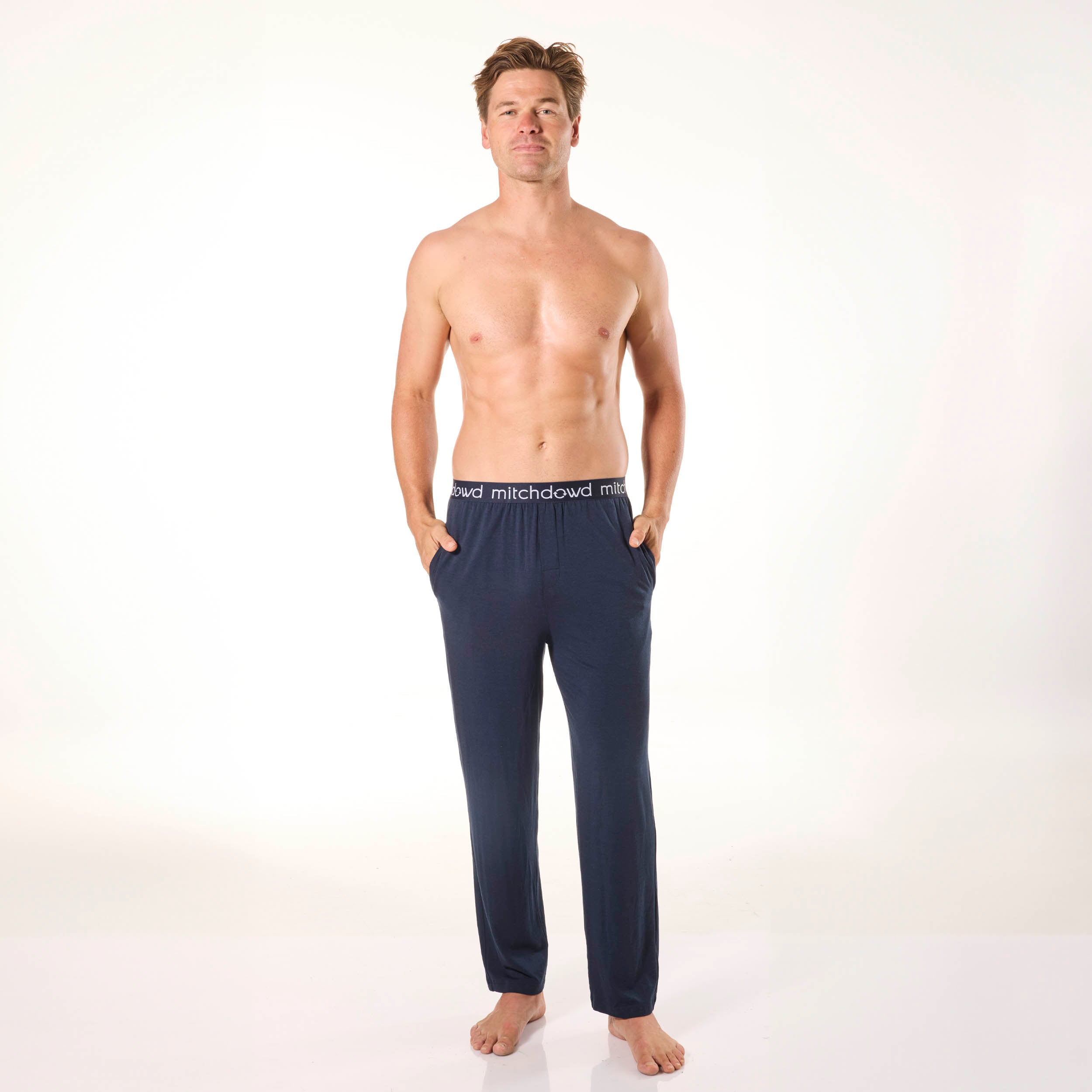 Men's Soft Bamboo Knit Sleep Pants - Navy - Image 4