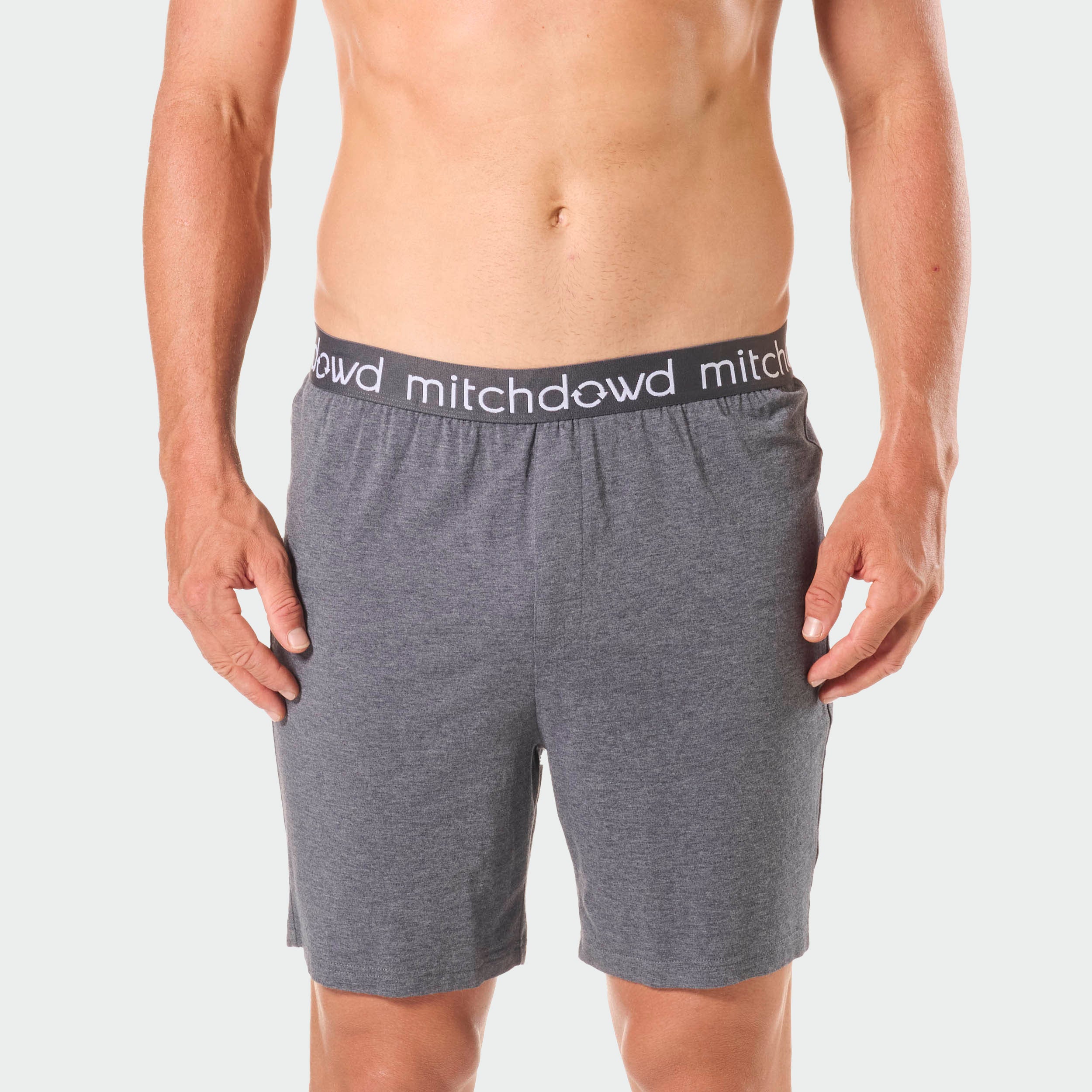 Mens Soft Bamboo Knit Sleep Short - Grey Marle - Image 1