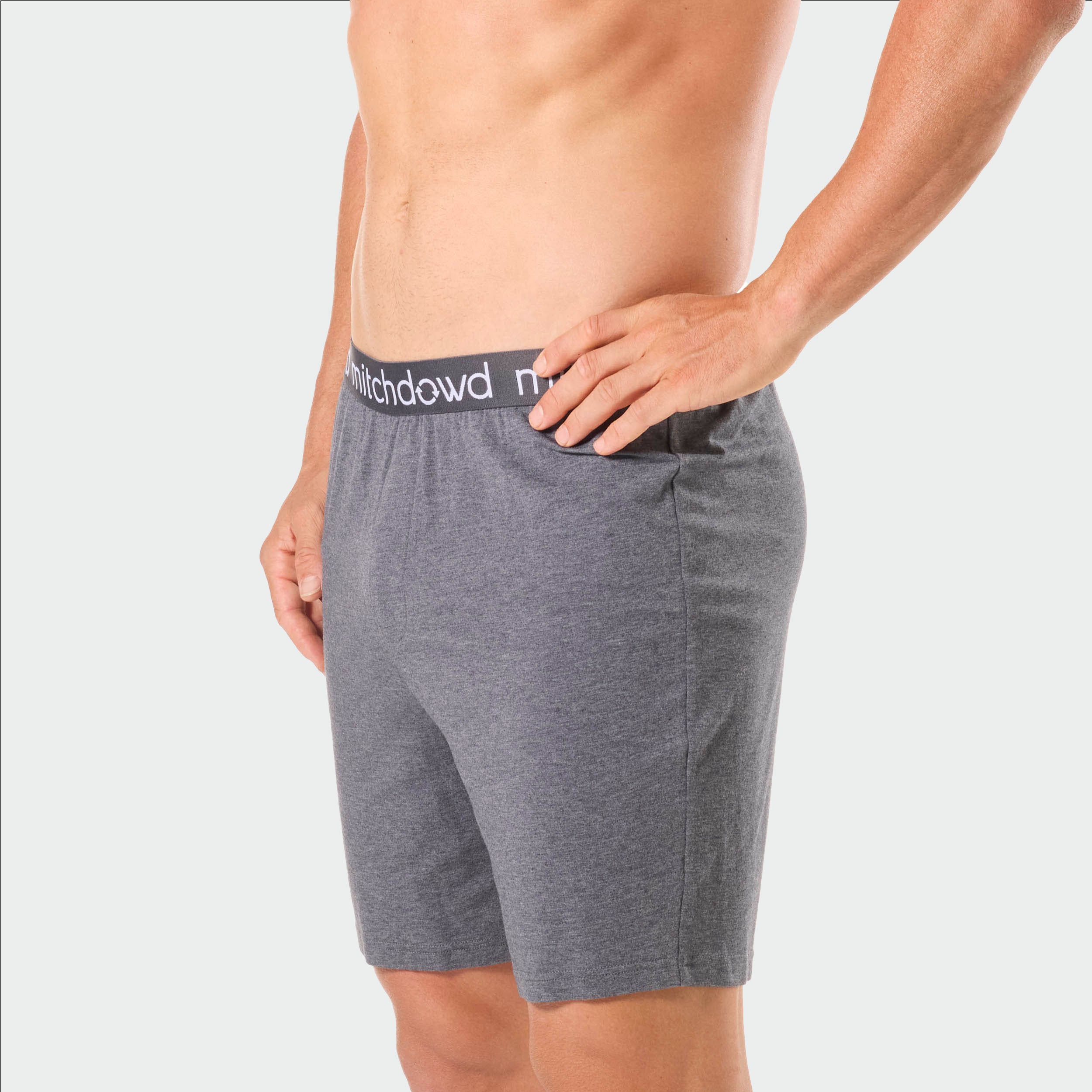 Mens Soft Bamboo Knit Sleep Short - Grey Marle - Image 2