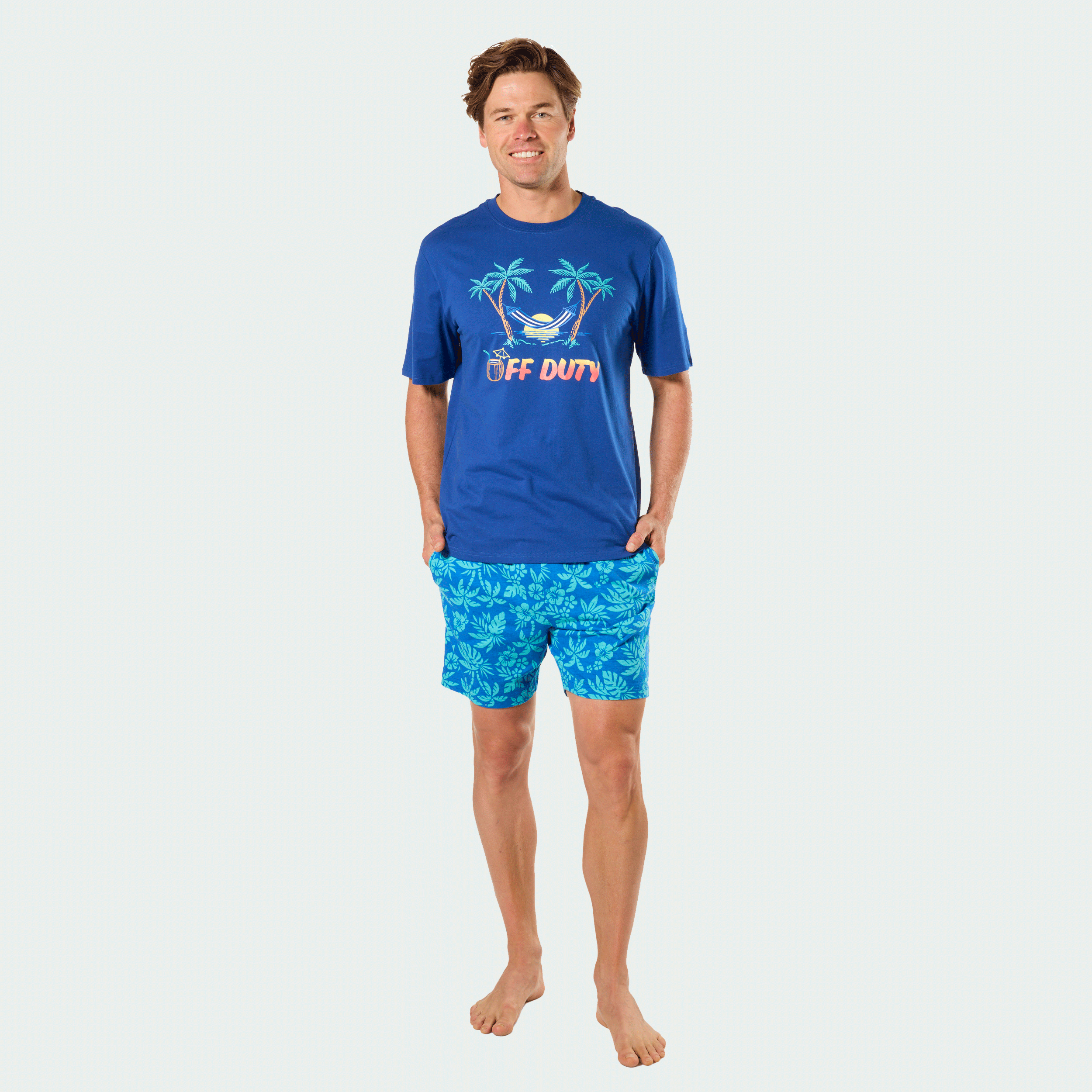 Mitchdowd Men’s Short Sleeve Pyjama Set in Off Duty Print