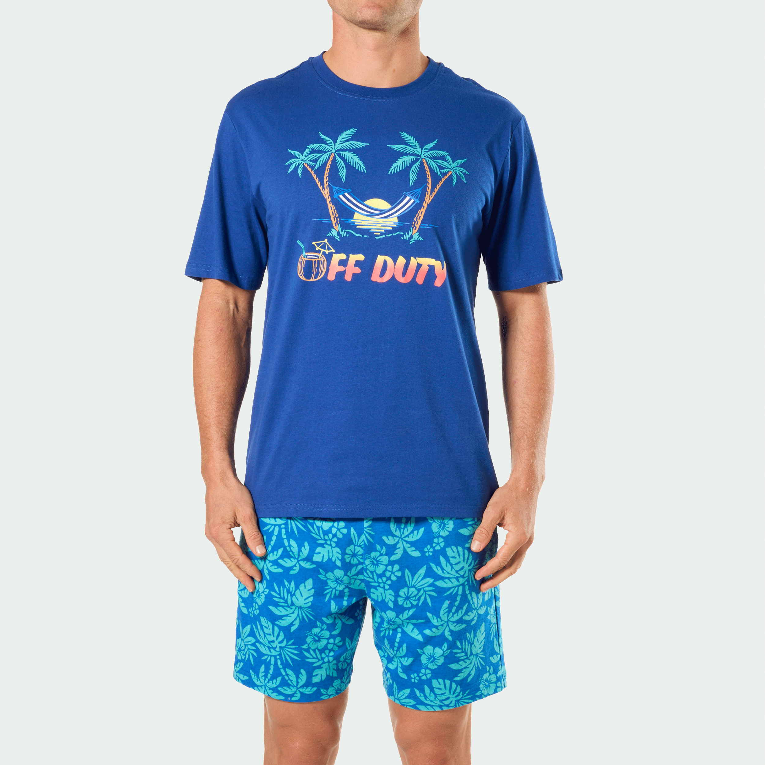 Mitchdowd Men’s Short Sleeve Pyjama Set in Off Duty Print