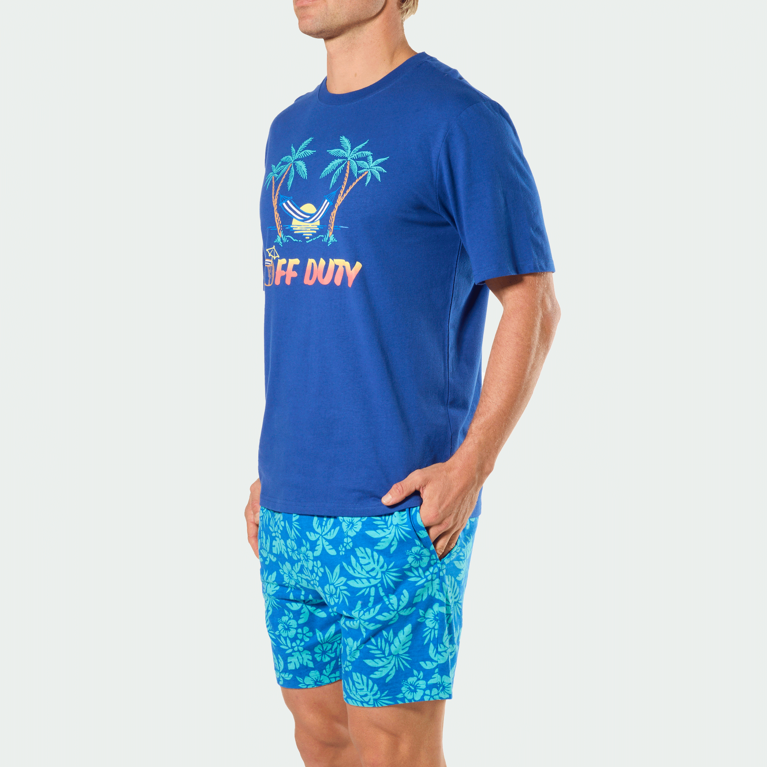 Mitchdowd Men’s Short Sleeve Pyjama Set in Off Duty Print