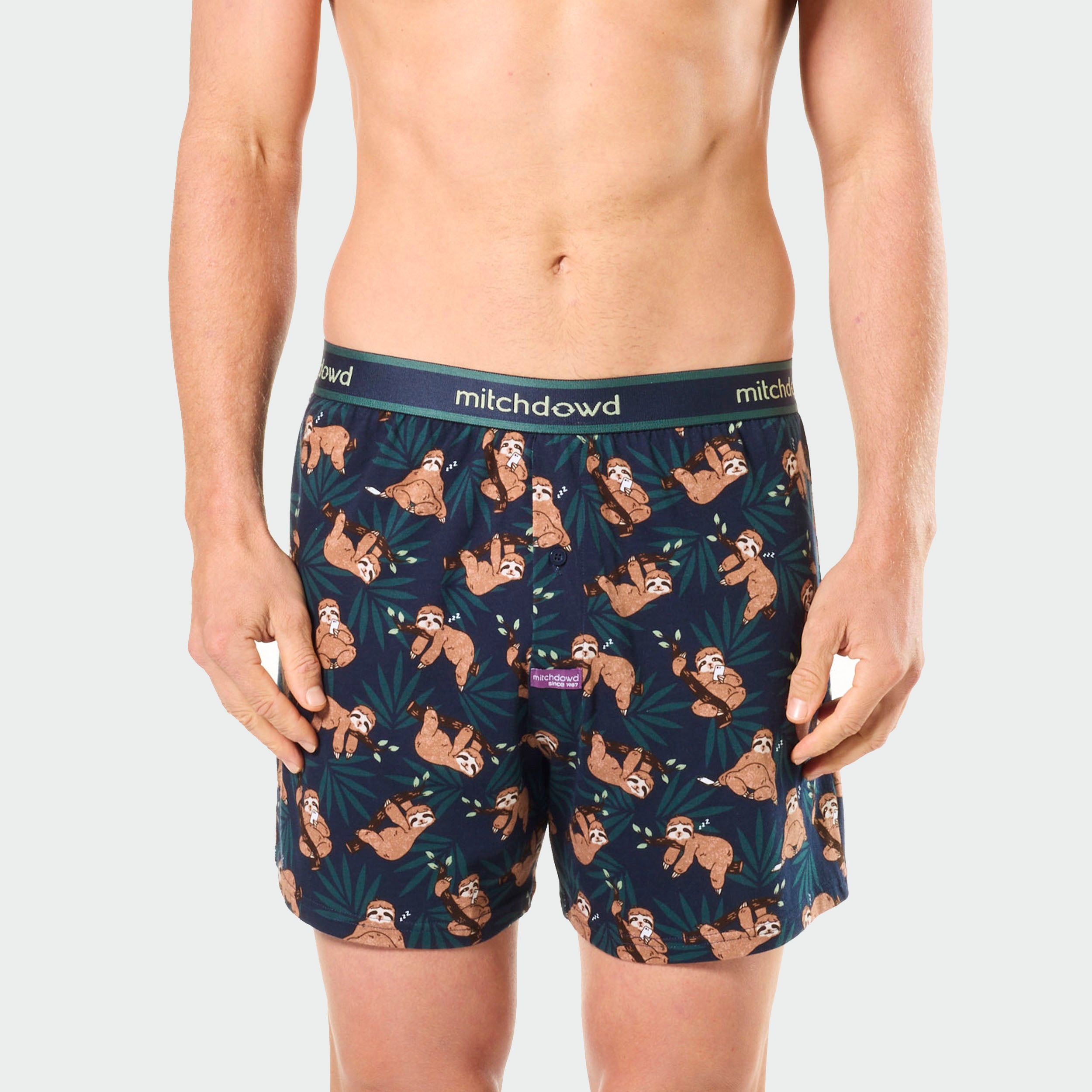 Men's Cotton Loose Knit Boxer Shorts Sloth Mode
