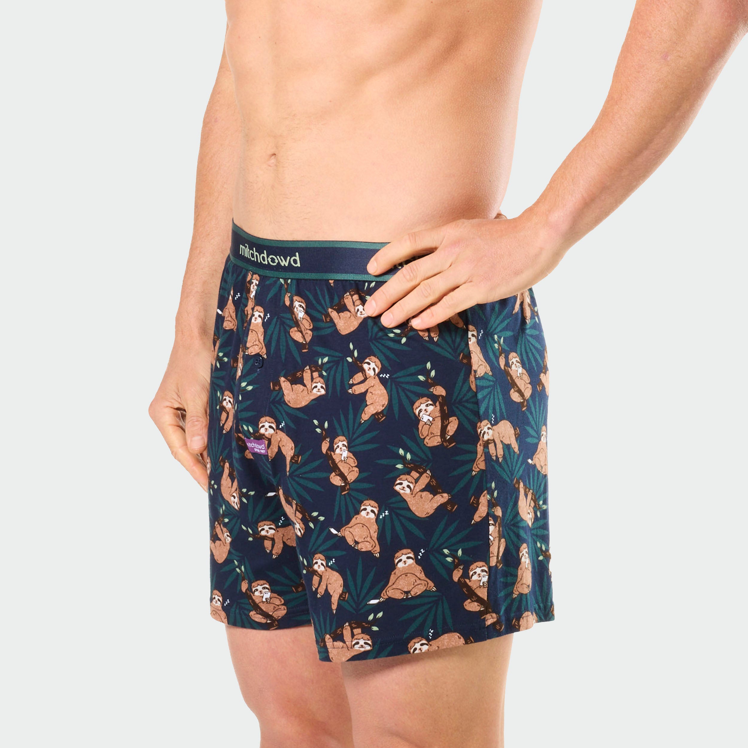 Men's Cotton Loose Knit Boxer Shorts Sloth Mode
