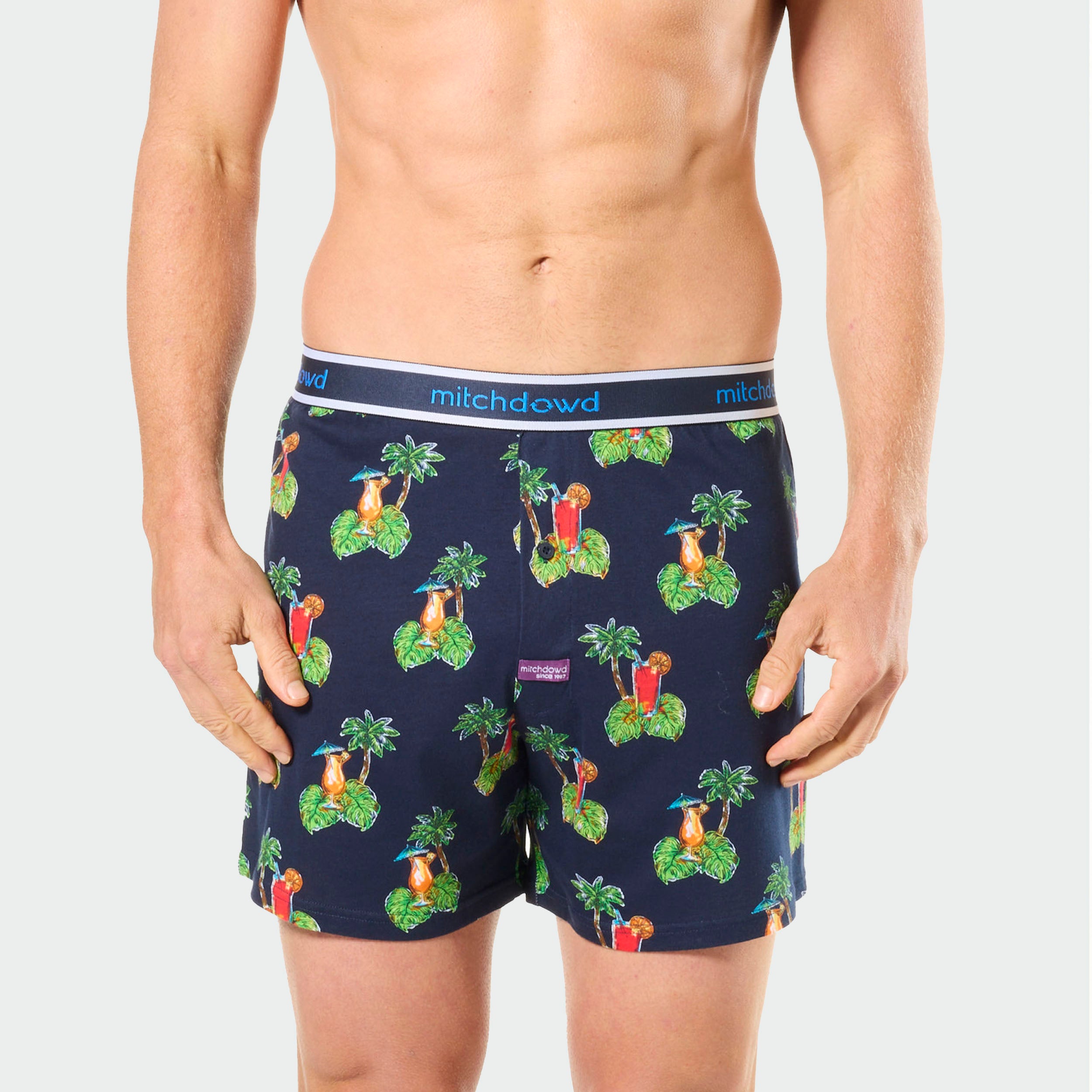 Mitchdowd Men's Cocktail Bar Printed Loose Knit Boxer