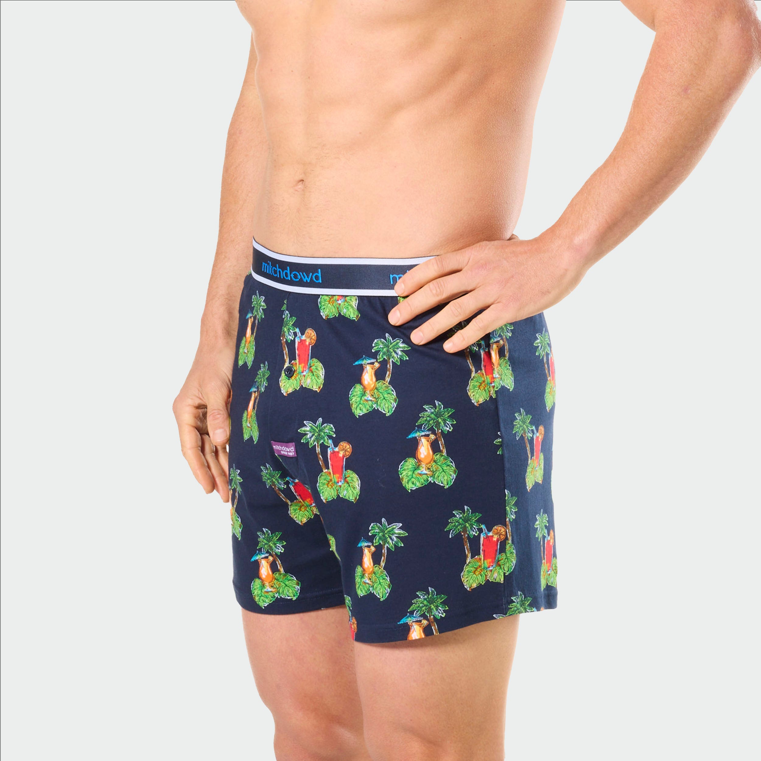 Mitchdowd Men's Cocktail Bar Printed Loose Knit Boxer