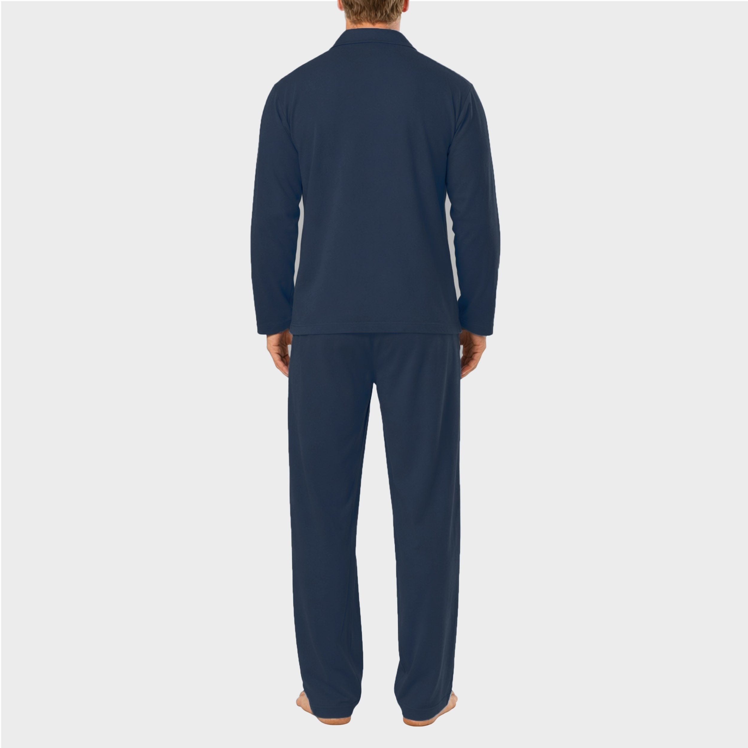 Mens Cotton Jersey Pyjama Set - Navy