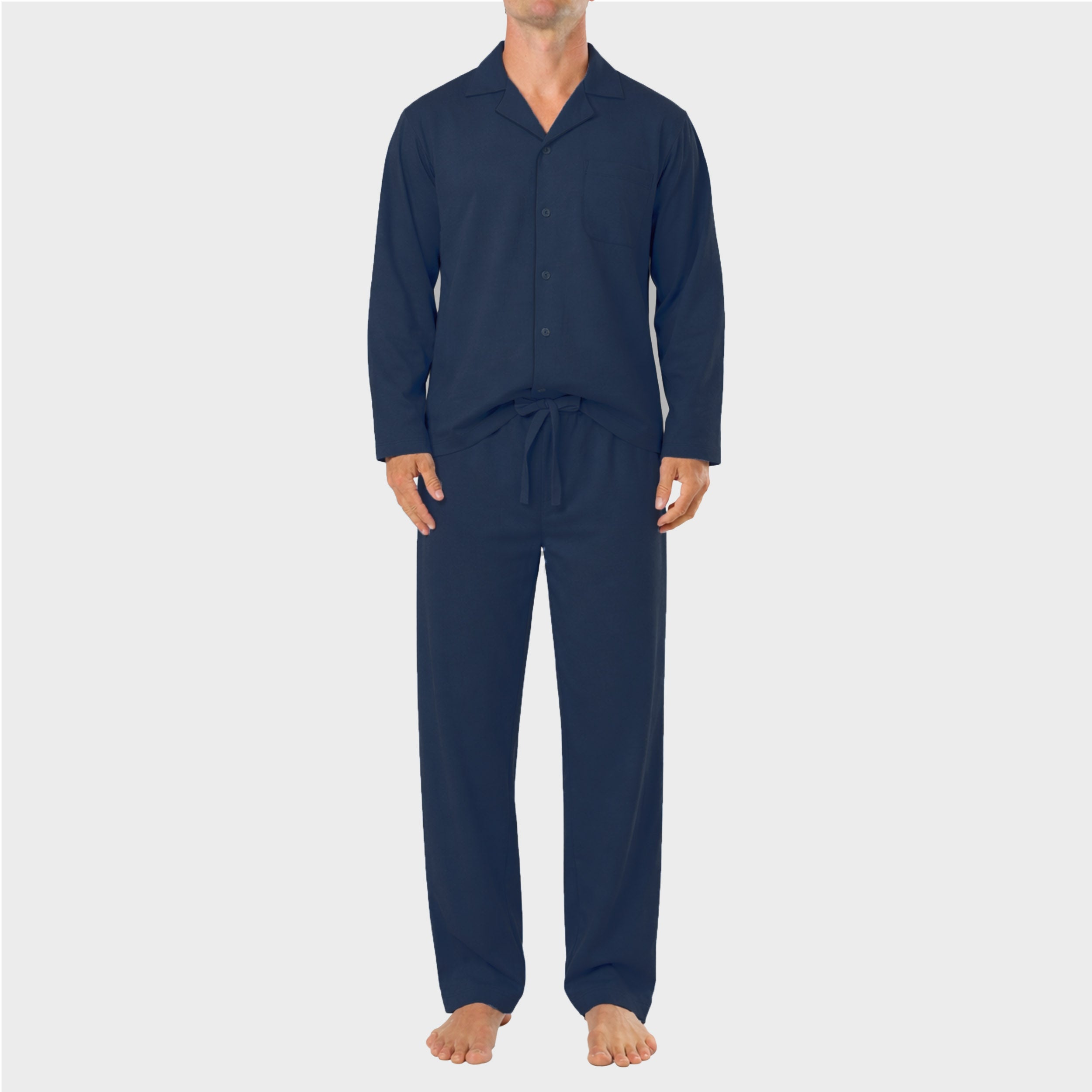 Mens Cotton Jersey Pyjama Set - Navy