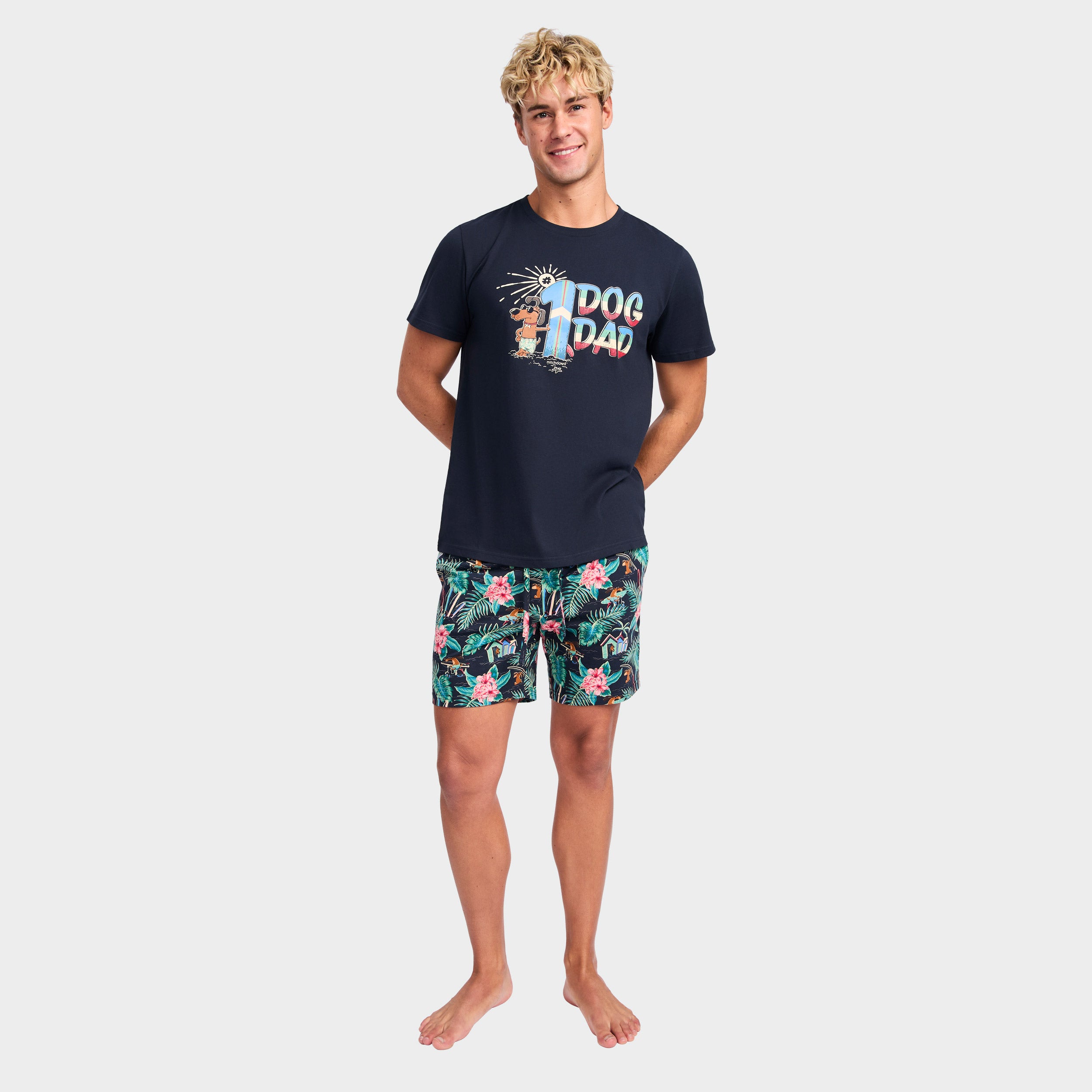 Mitchdowd Men’s Palm Pups Short Sleeve Pyjama Set