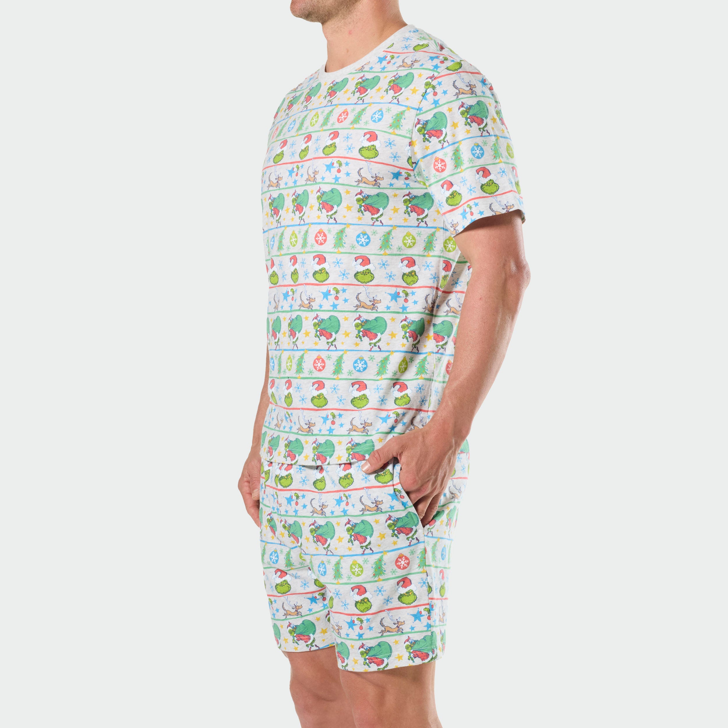Mitchdowd Men's Grinch Stripe Christmas Pyjama Set