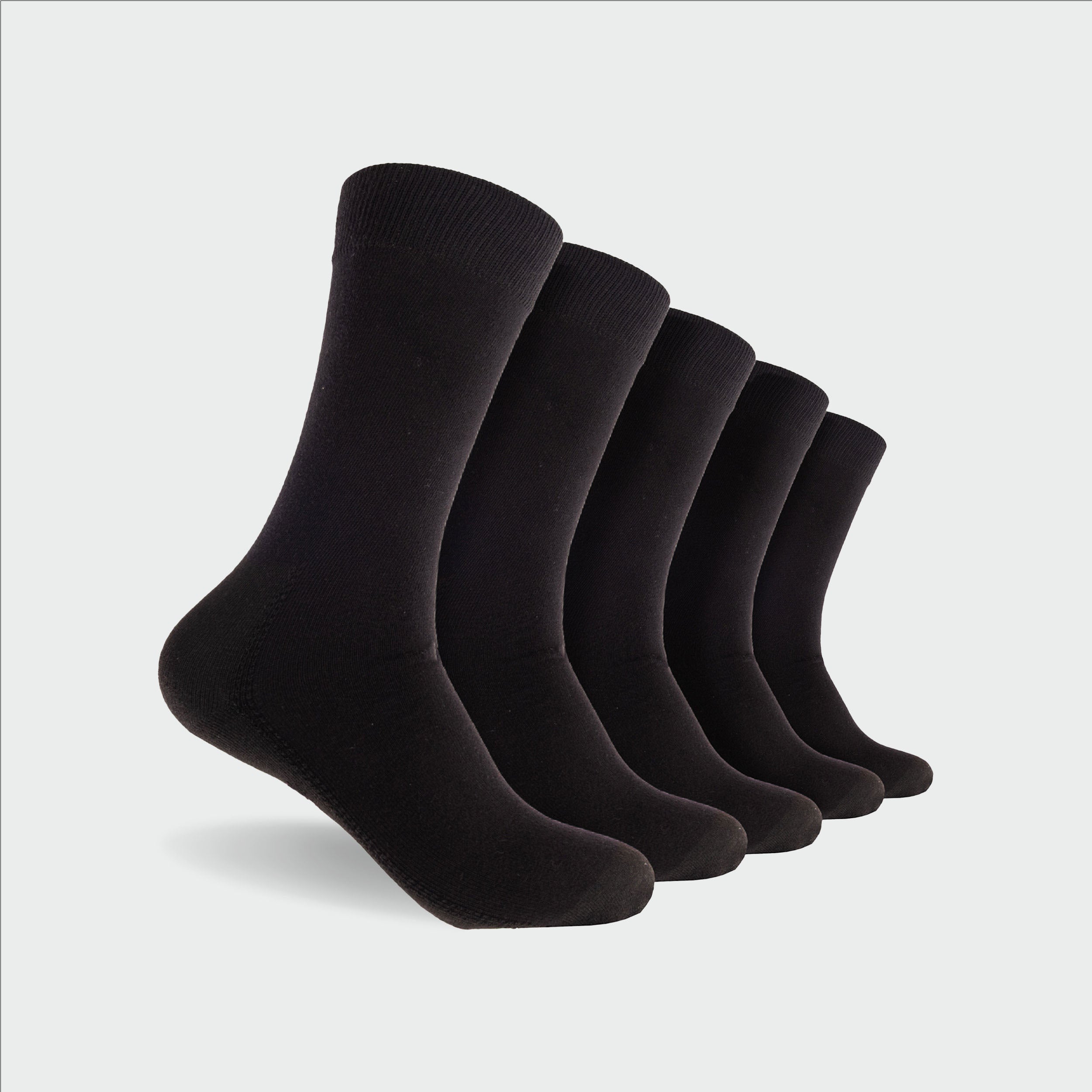 Men's Plain Cotton Indestructibles Crew Socks 5 Pack - Black - Image 1