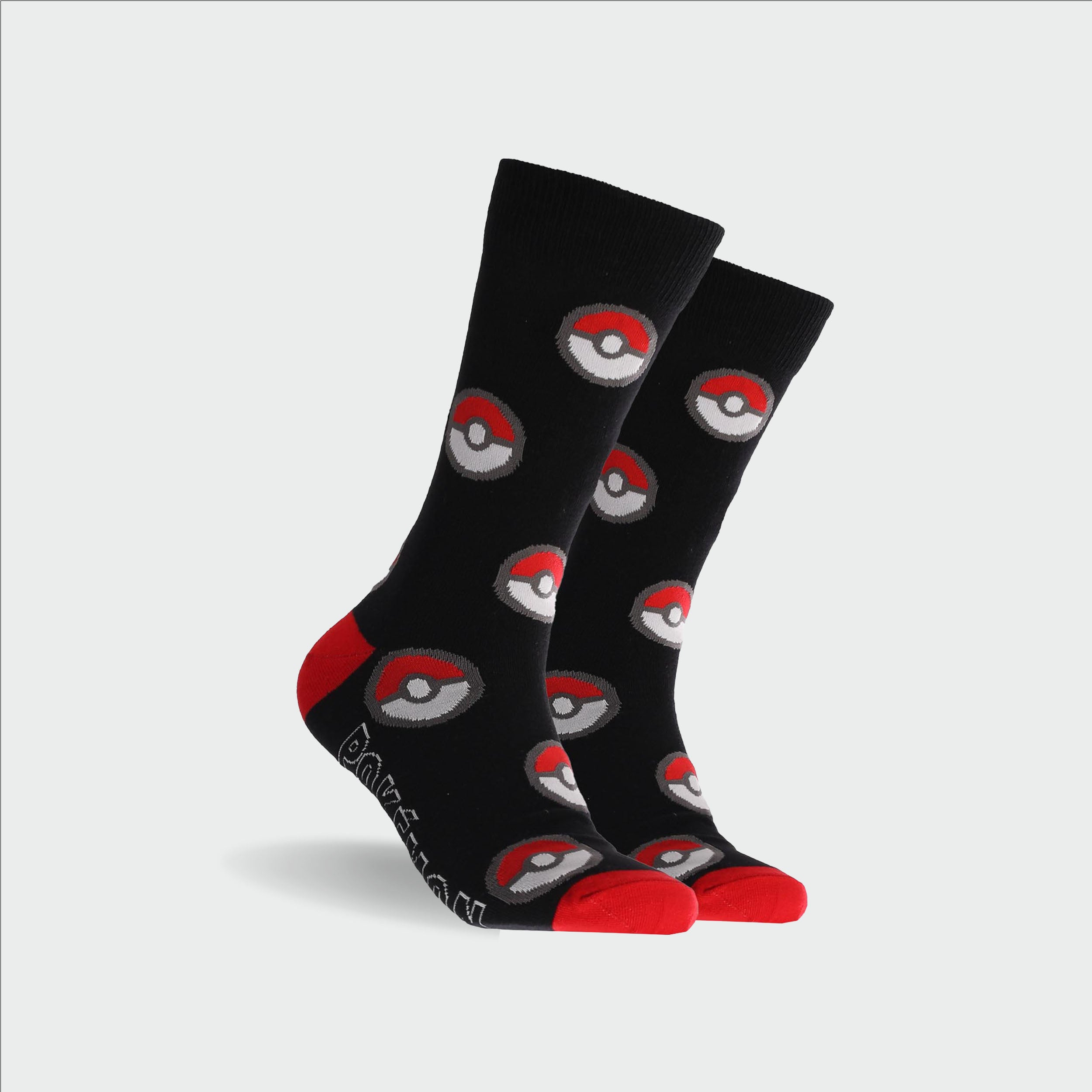 Men's Poké Ball Cotton Crew Sock - Black - Image 1