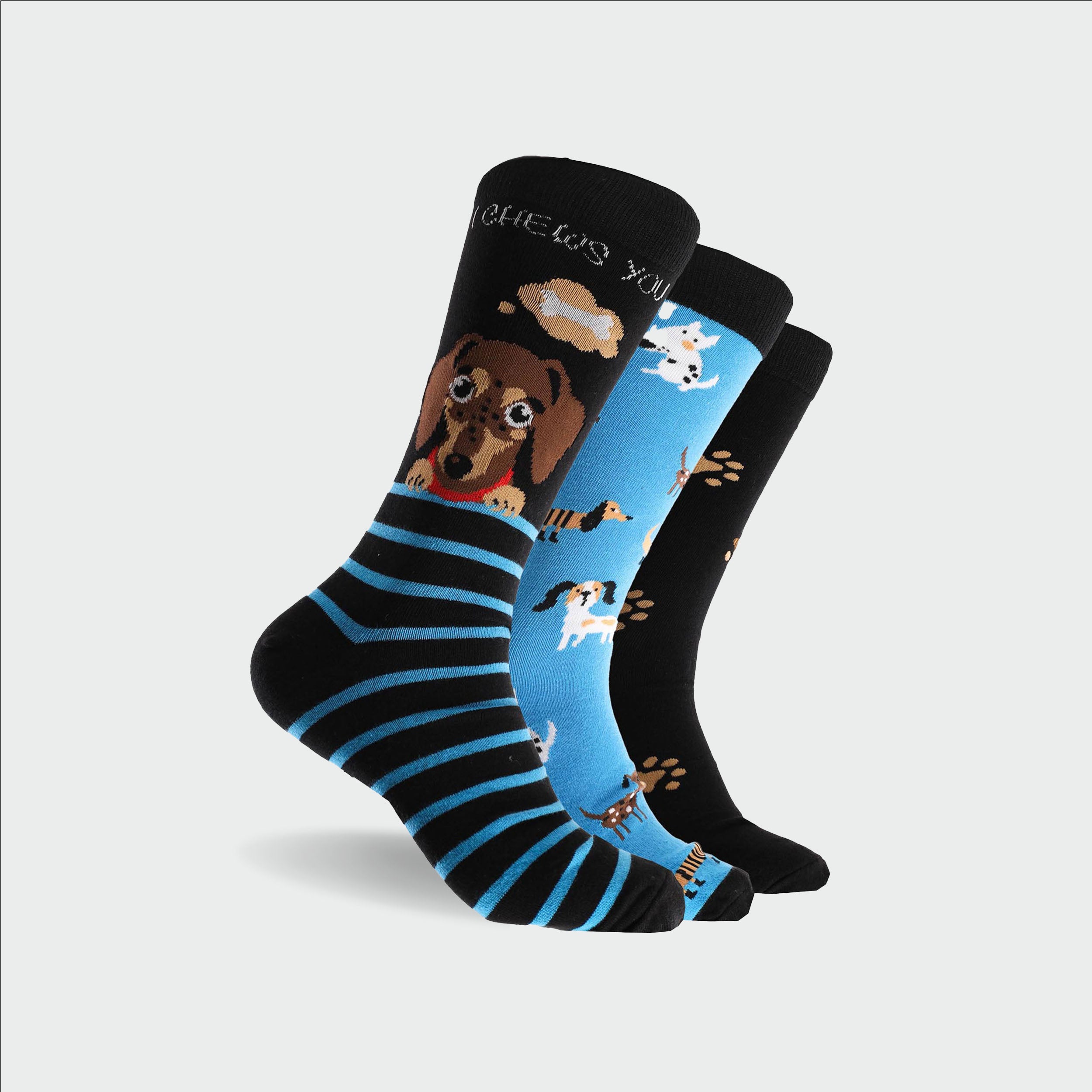 Men's Dog House Cotton Crew Socks 3 Pack Gift Box - Black - Image 2