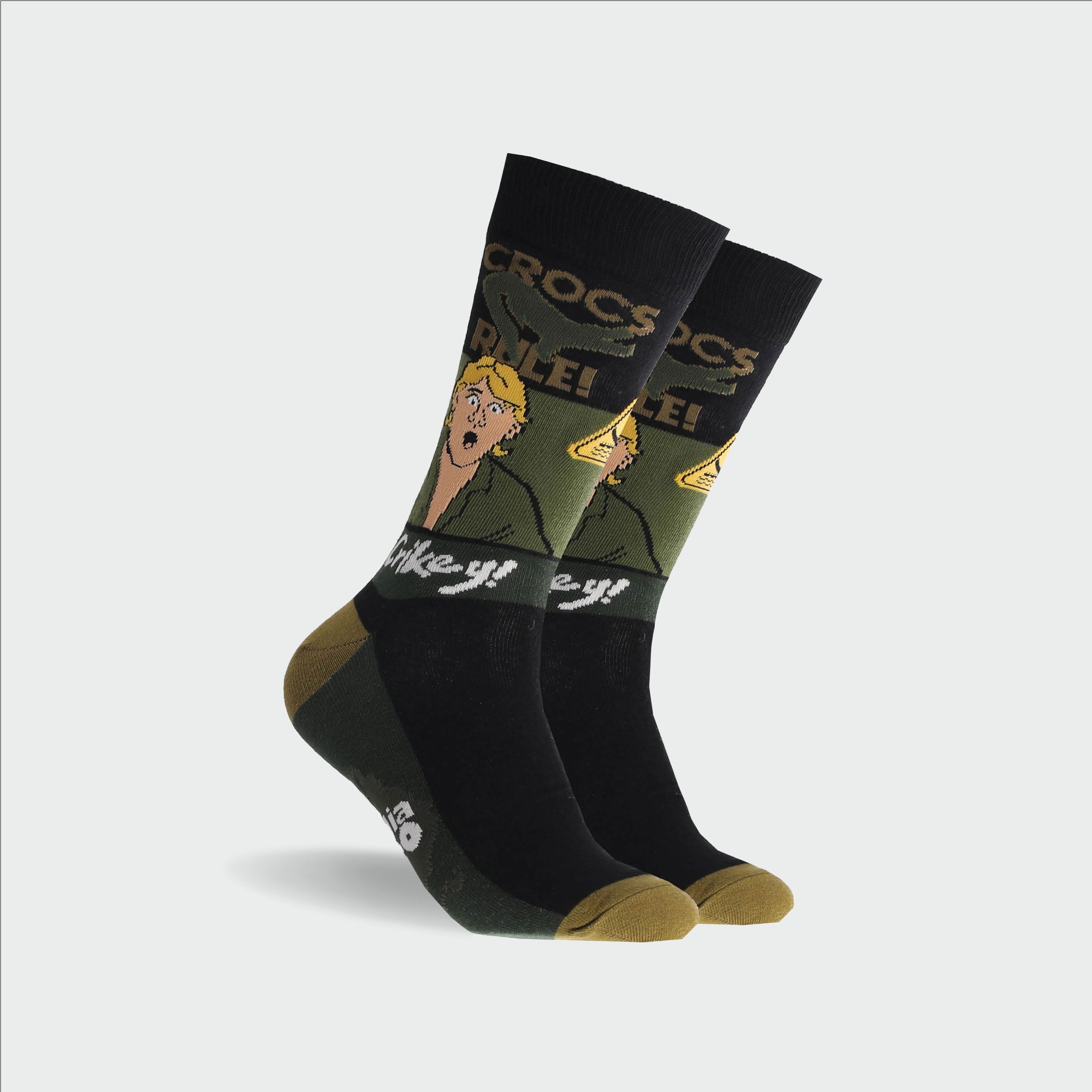 Men's Australia Zoo Crikey Cotton Crew Socks - Green - Image 1