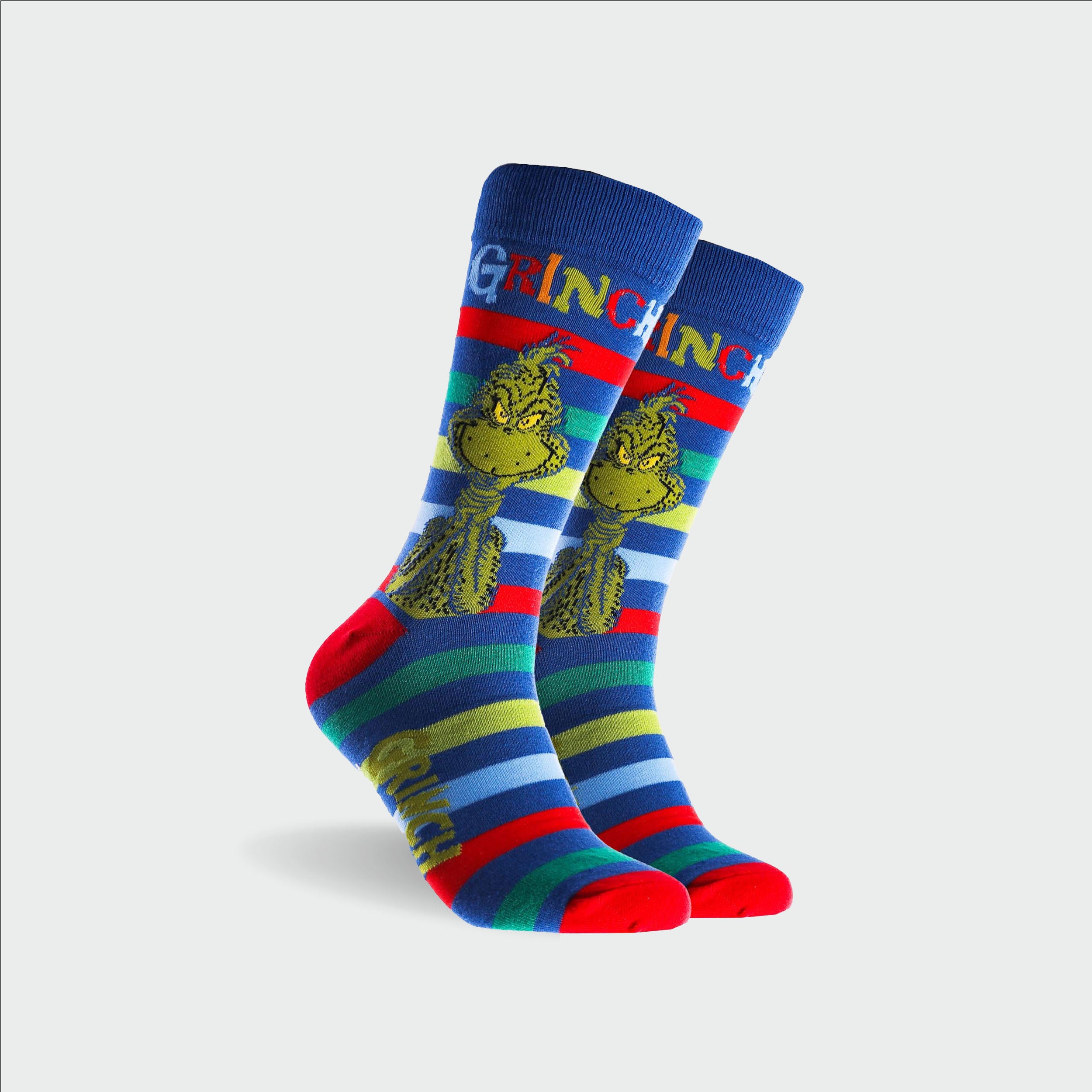 Men's Grinch Cotton Crew Socks - Blue - Image 1