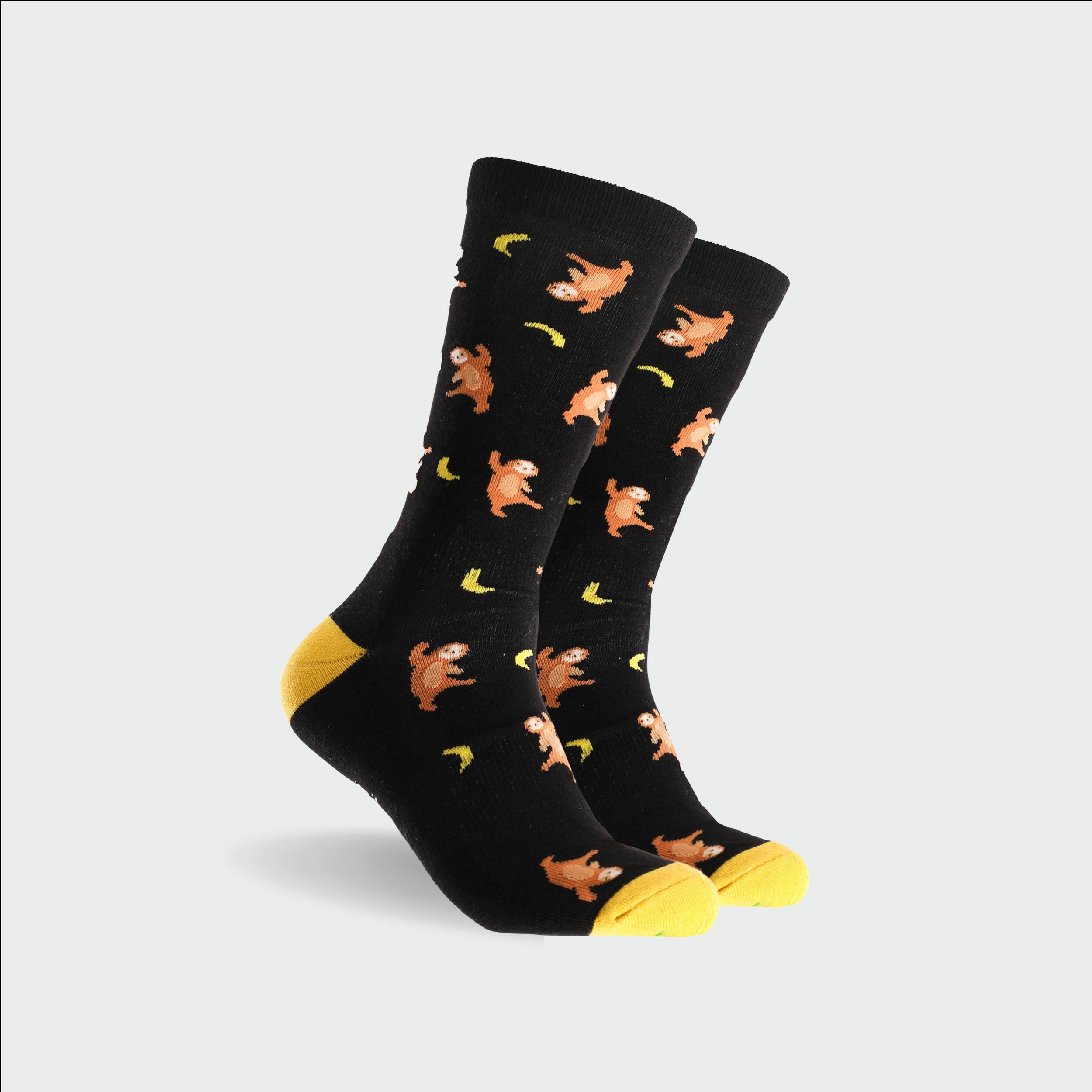 Men's Dancing Sloths Bamboo Crew Socks - Black - Image 1