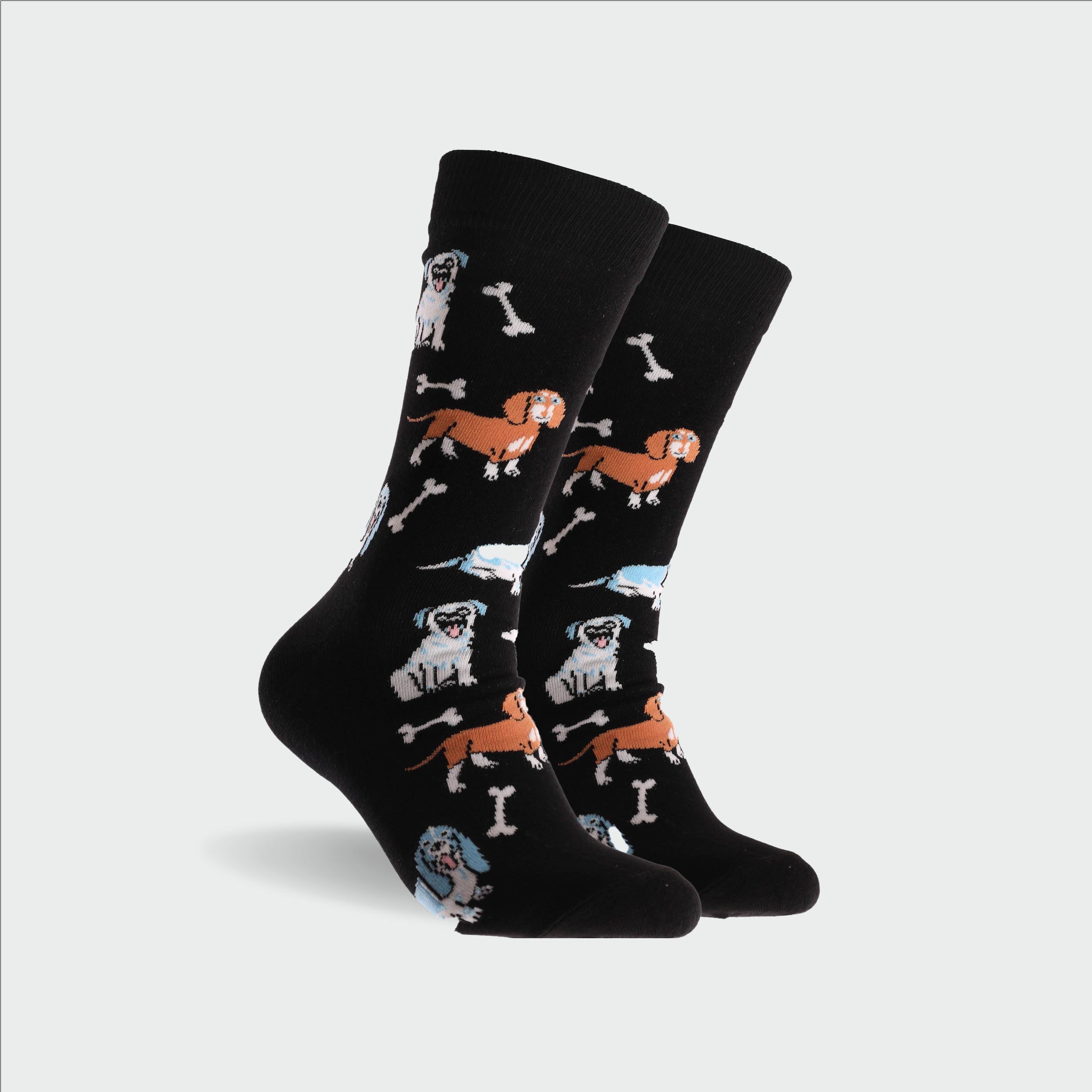 Men's Doggy Bones Cotton Crew Socks - Black - Image 1