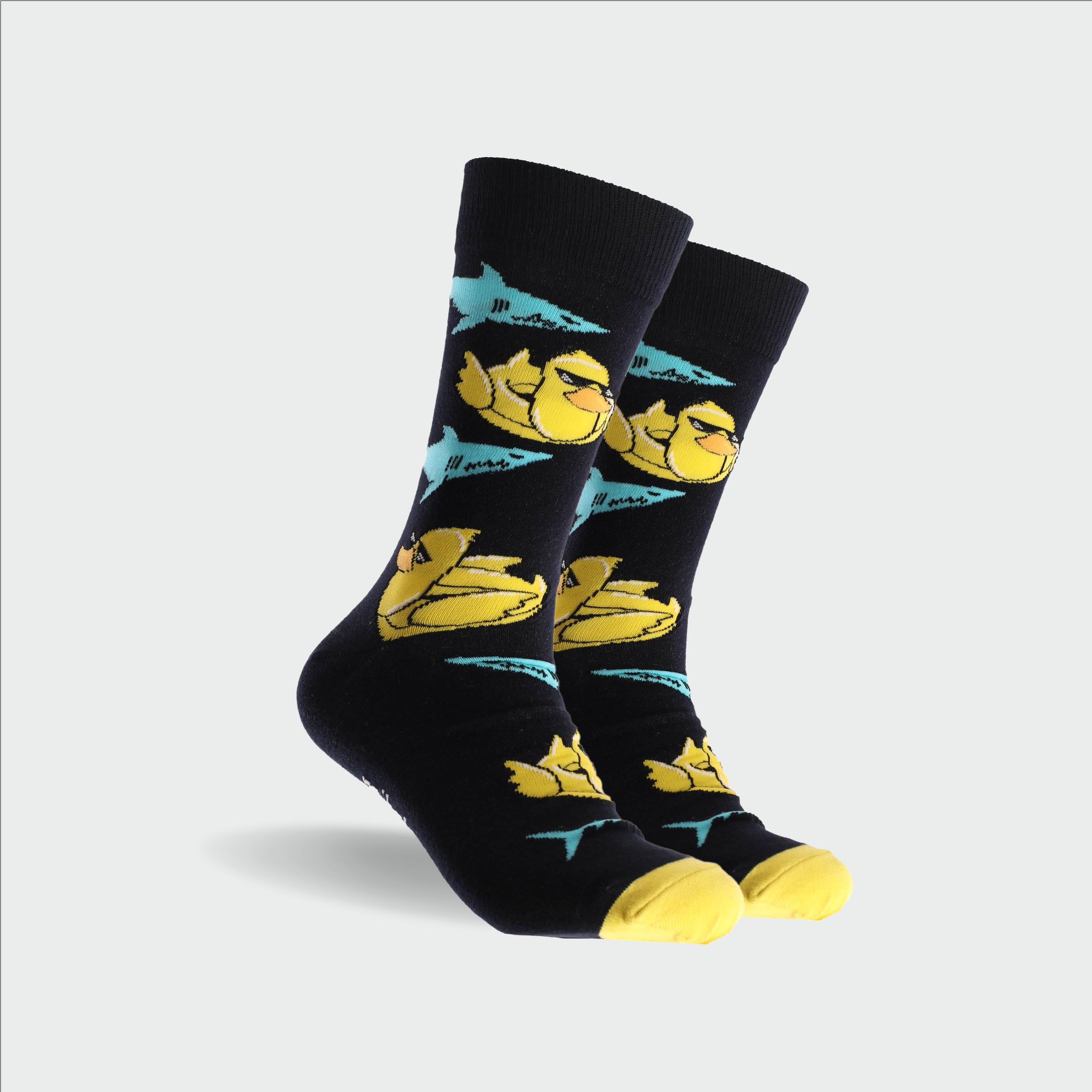 Men's Daring Duckies Cotton Crew Socks - Navy - Image 1