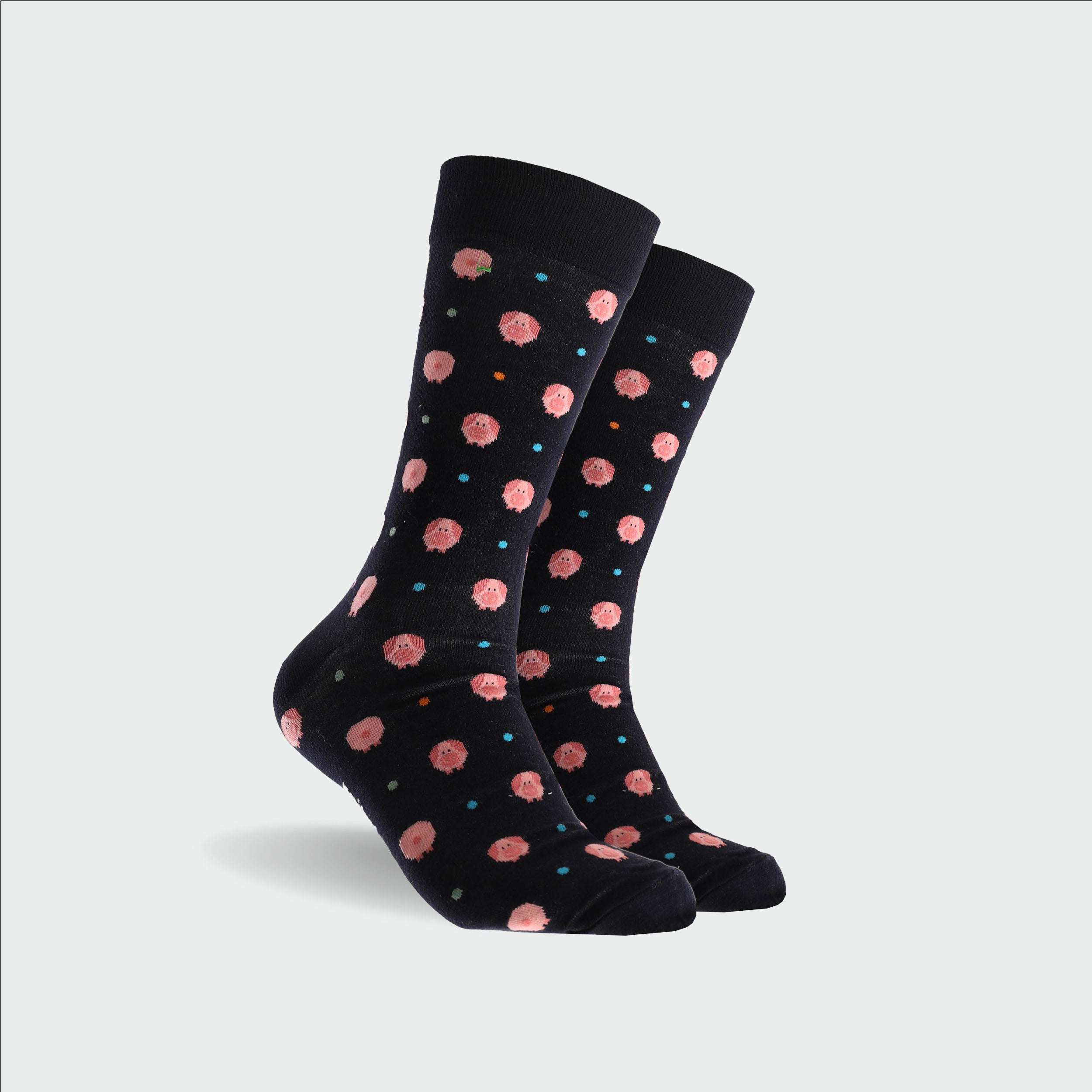 Men's Piggy Super Fine Cotton Crew Socks - Navy - Image 1