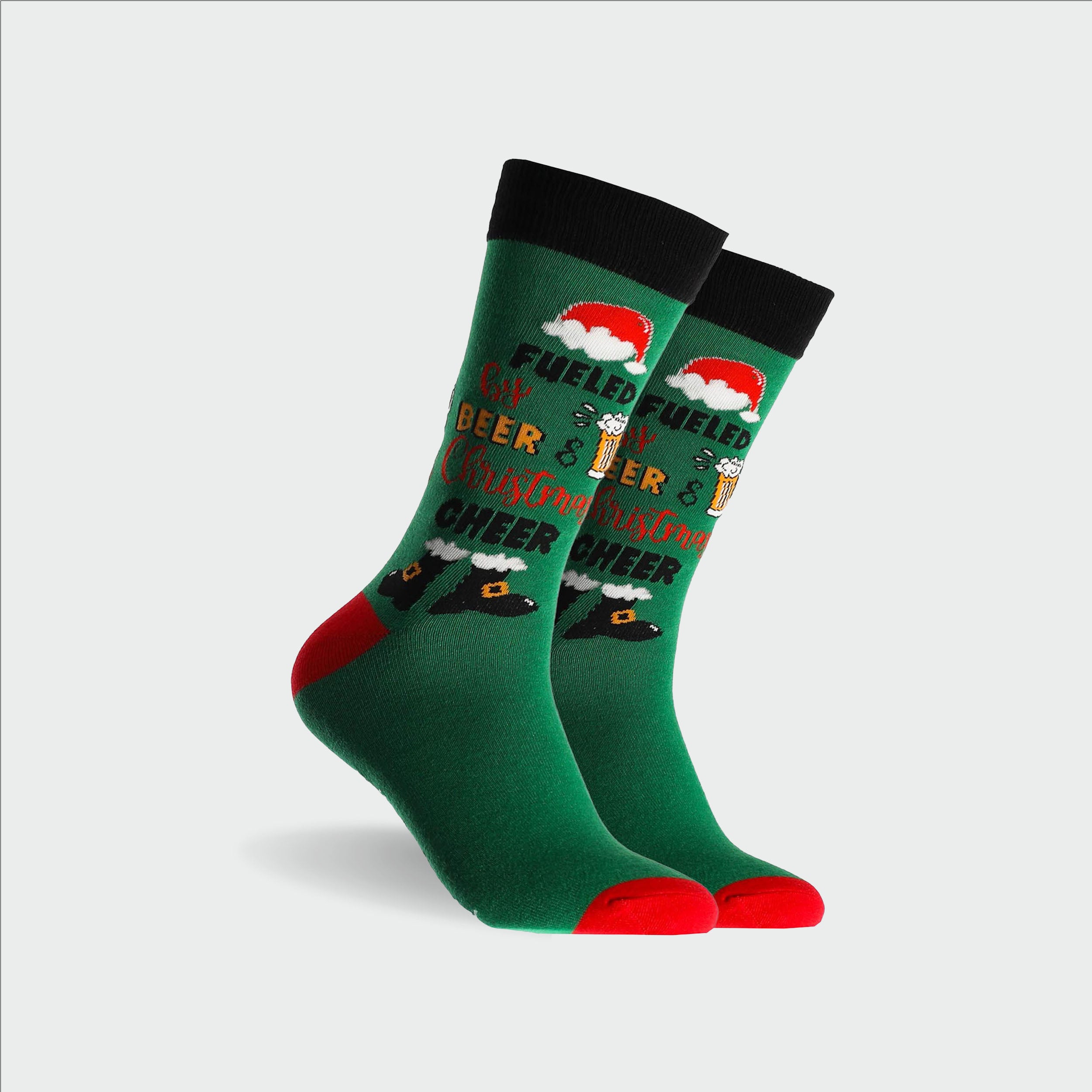 Men's Chrissy Cheer Cotton Crew Socks - Green - Image 1