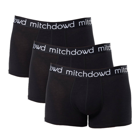 Mitch Dowd Mens Bamboo Trunks, Black Bamboo 3 Pack