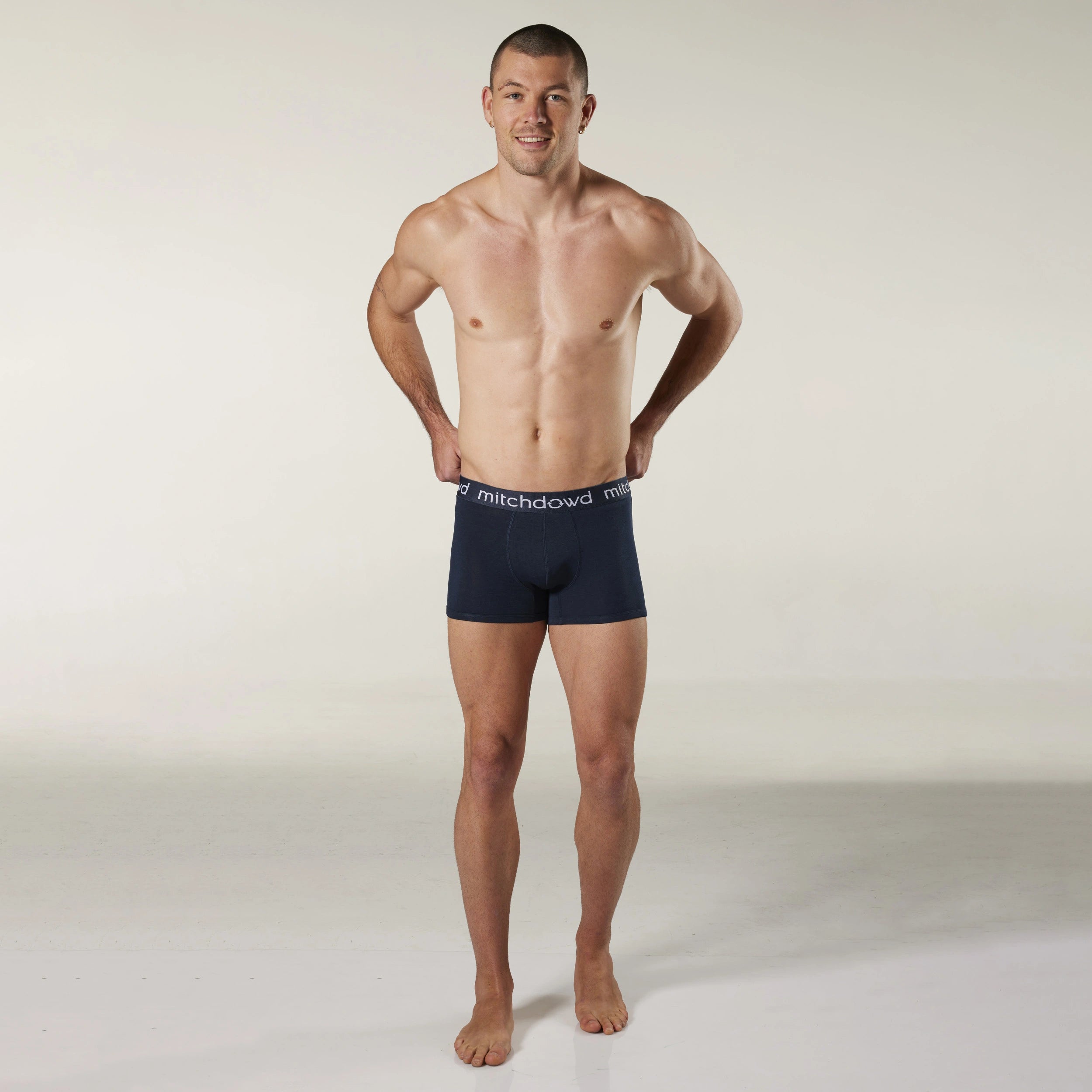 Men's Bamboo Mid-Fit Trunk 3 Pack - Navy Model Image 6