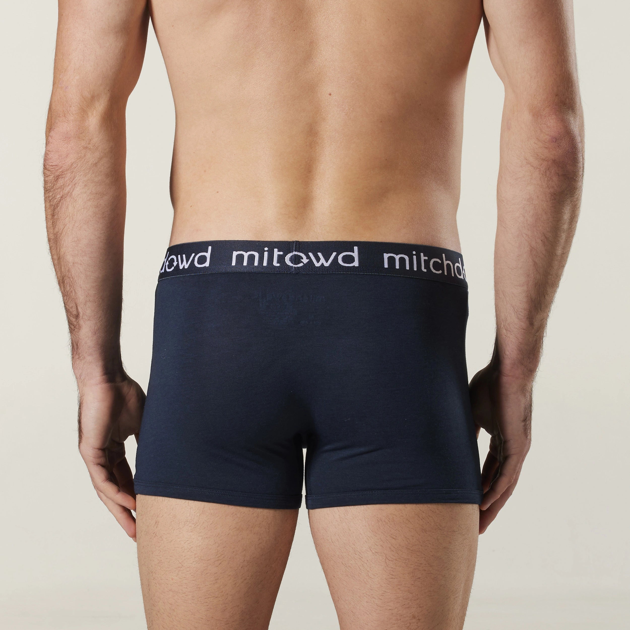 Men's Bamboo Mid-Fit Trunk 3 Pack - Navy Model Image 4