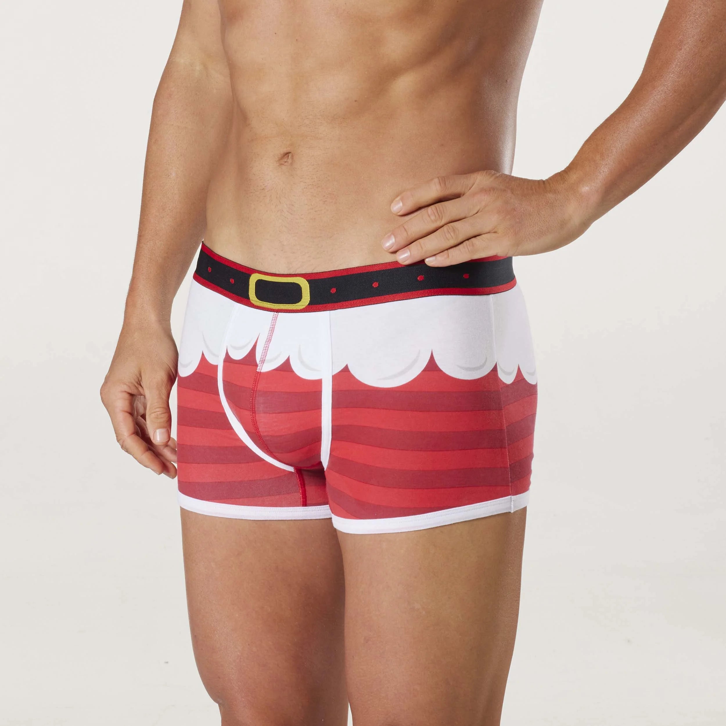 Men's Christmas Santa Cotton Trunk with Santa Hat - Red - Image 3