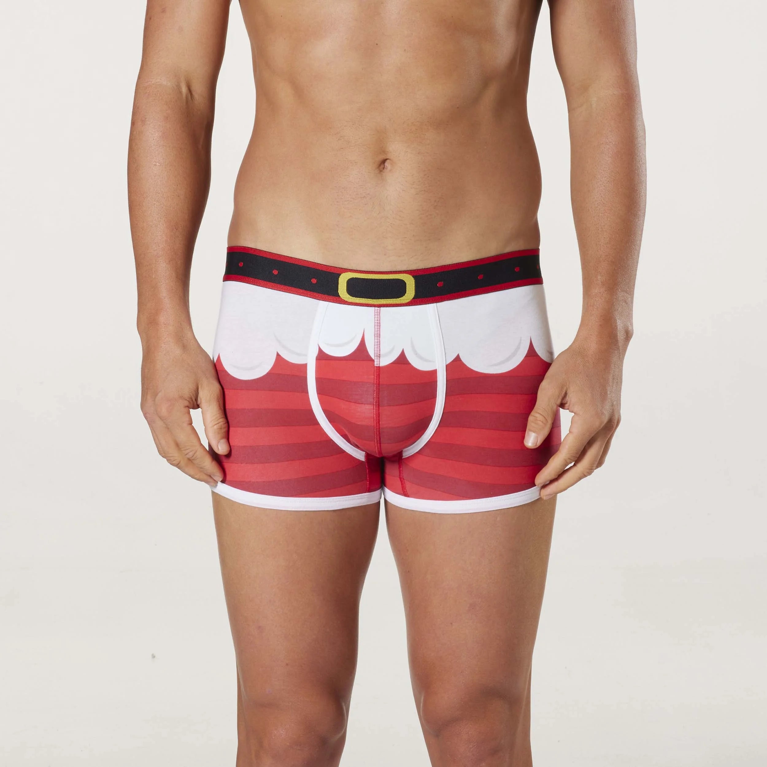 Men's Christmas Santa Cotton Trunk with Santa Hat - Red - Image 2