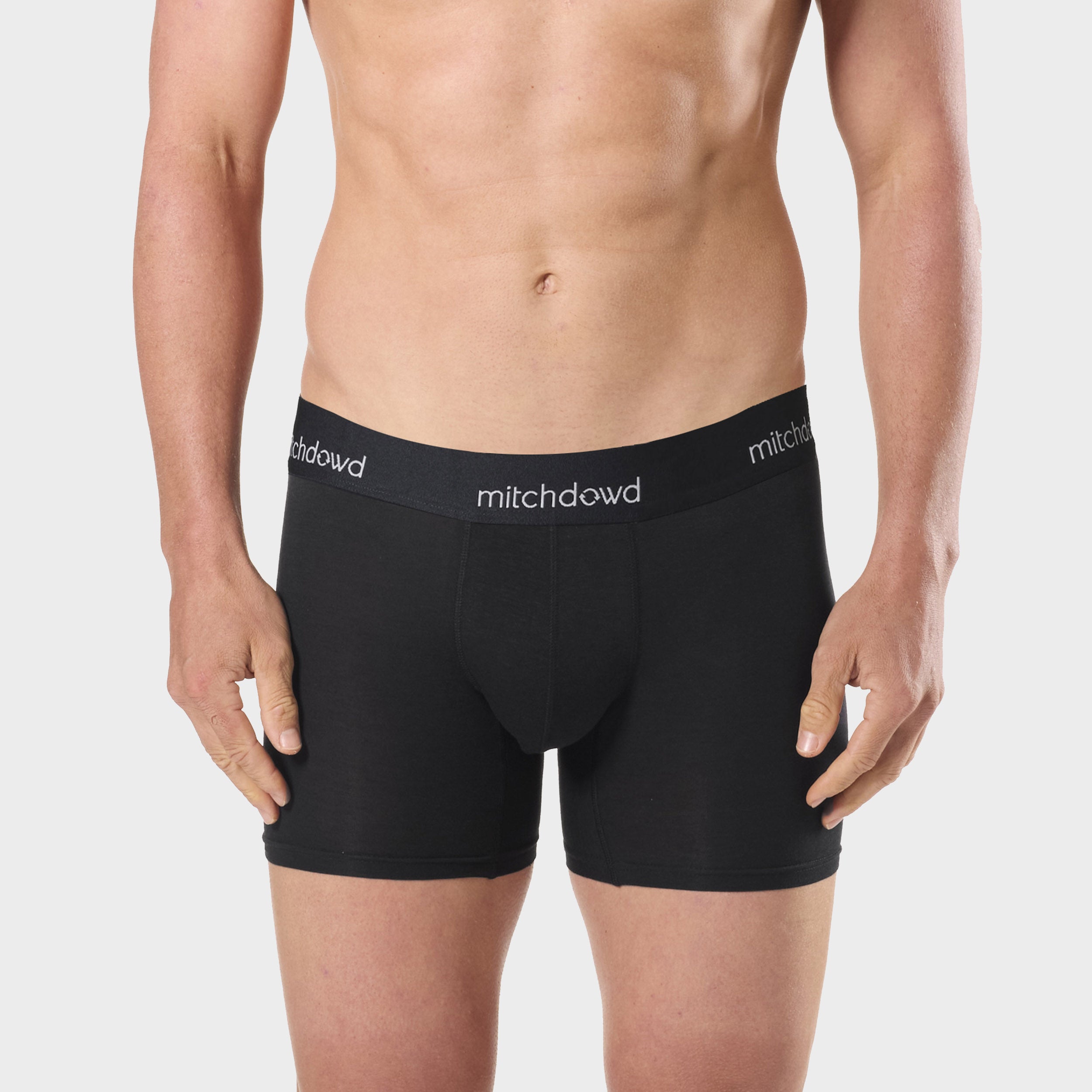 Mens Stretch Cotton Comfort Long Leg Trunks 3 Pack - Black