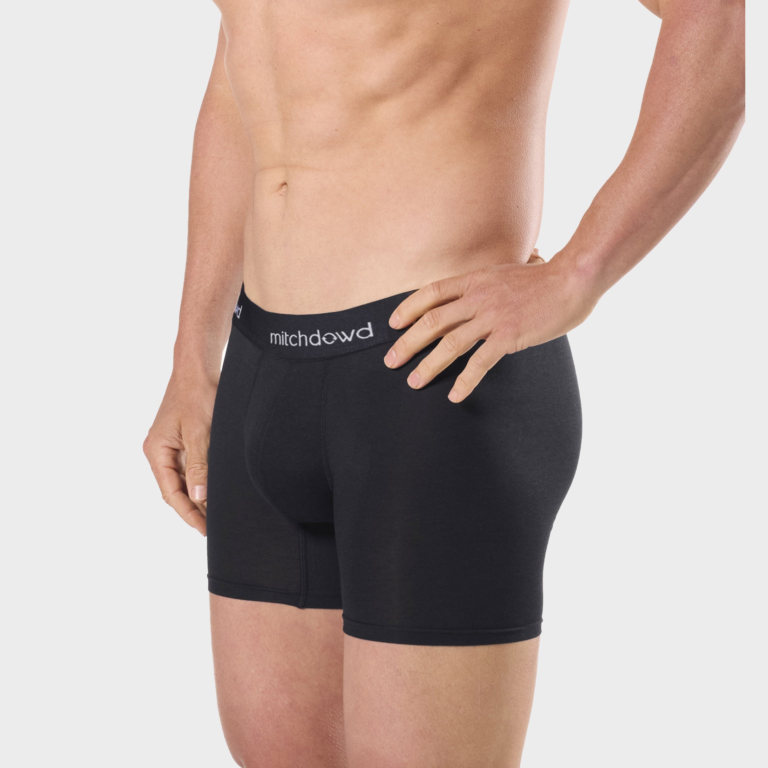 Mens Stretch Cotton Comfort Long Leg Trunks 3 Pack - Black